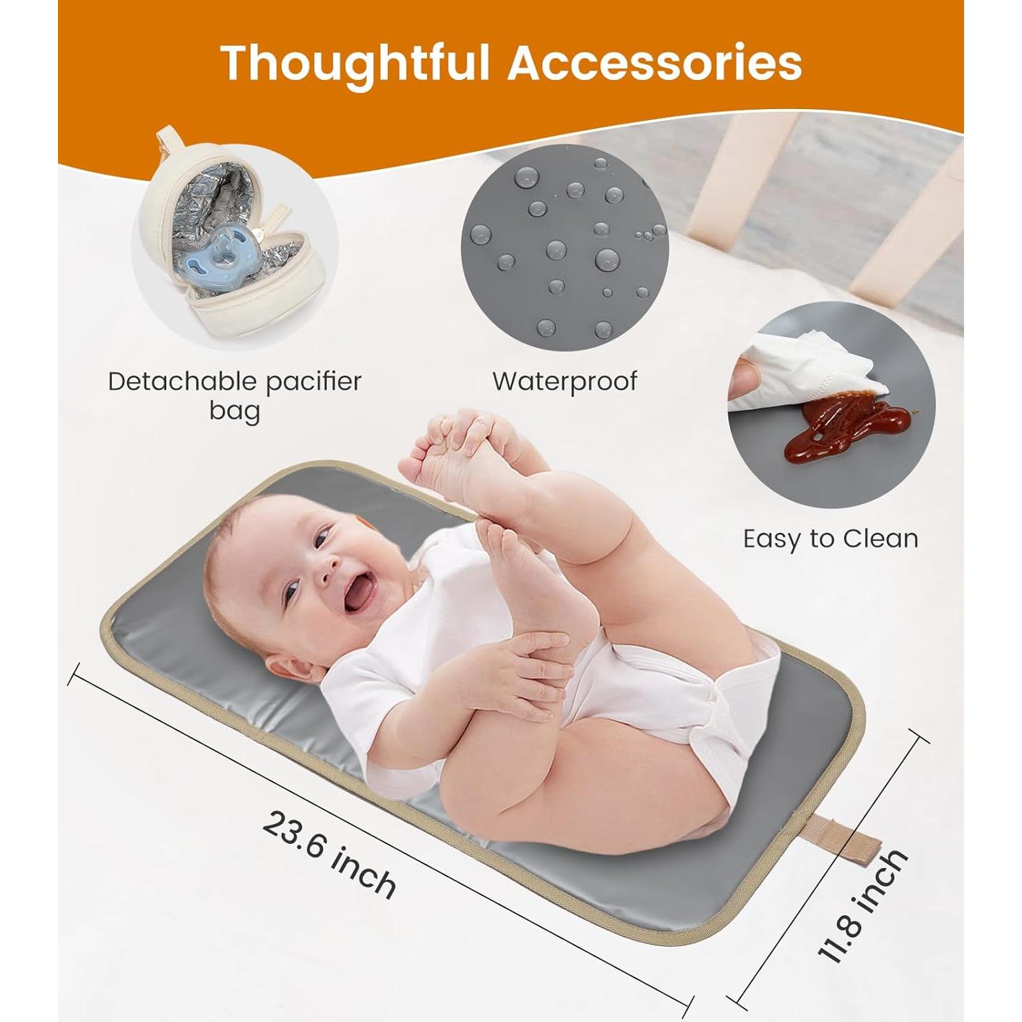 Bolso de Pañales LoveVook Grande Beige-Khaki con Manta Cambiadora