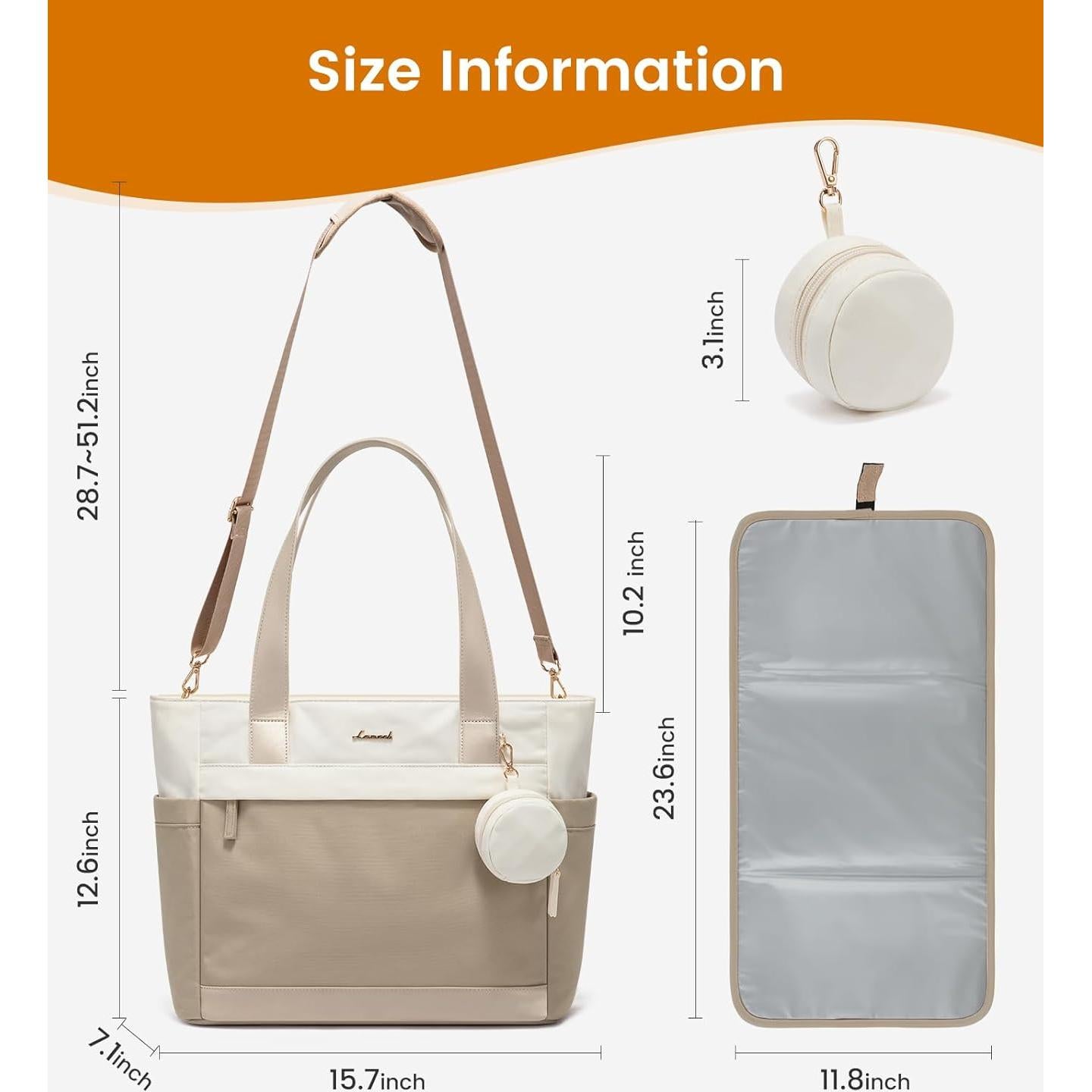 Bolso de Pañales LoveVook Grande Beige-Khaki con Manta Cambiadora