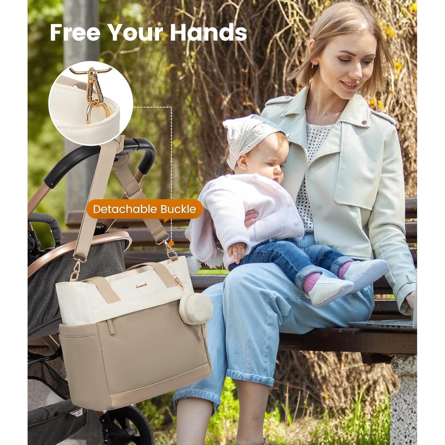 Bolso de Pañales LoveVook Grande Beige-Khaki con Manta Cambiadora