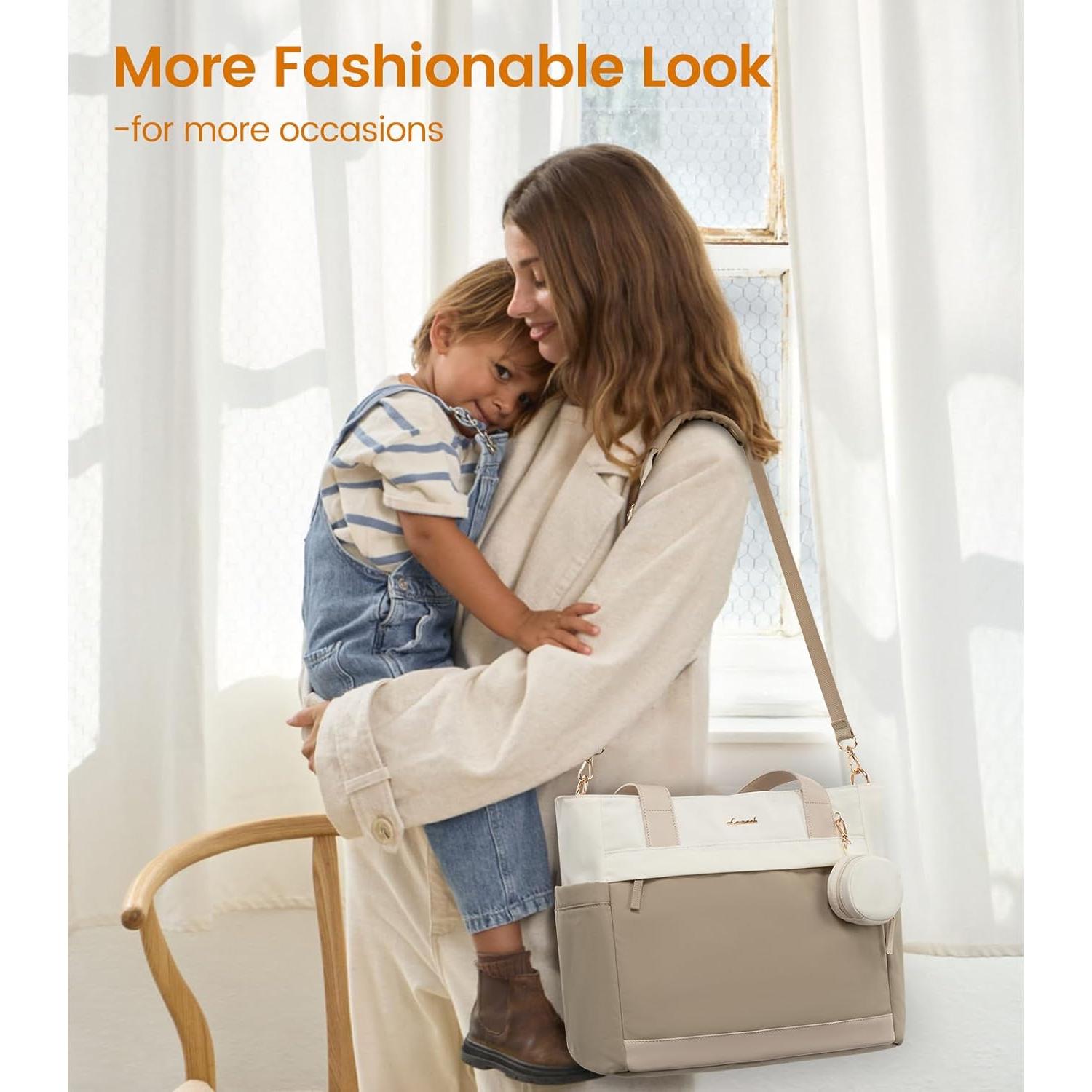 Bolso de Pañales LoveVook Grande Beige-Khaki con Manta Cambiadora