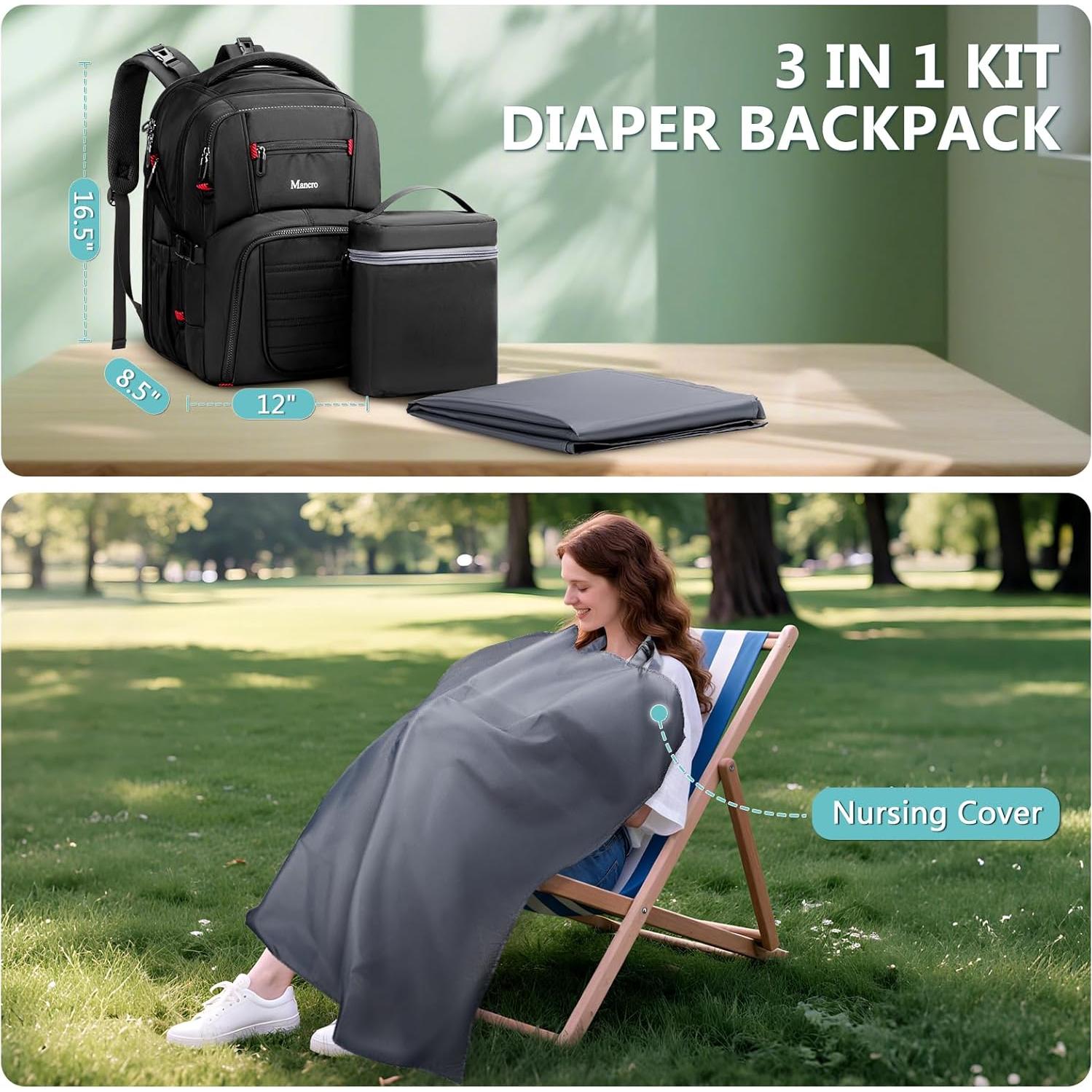 Mochila de Pañales Mancro para Papás - Impermeable, 25L