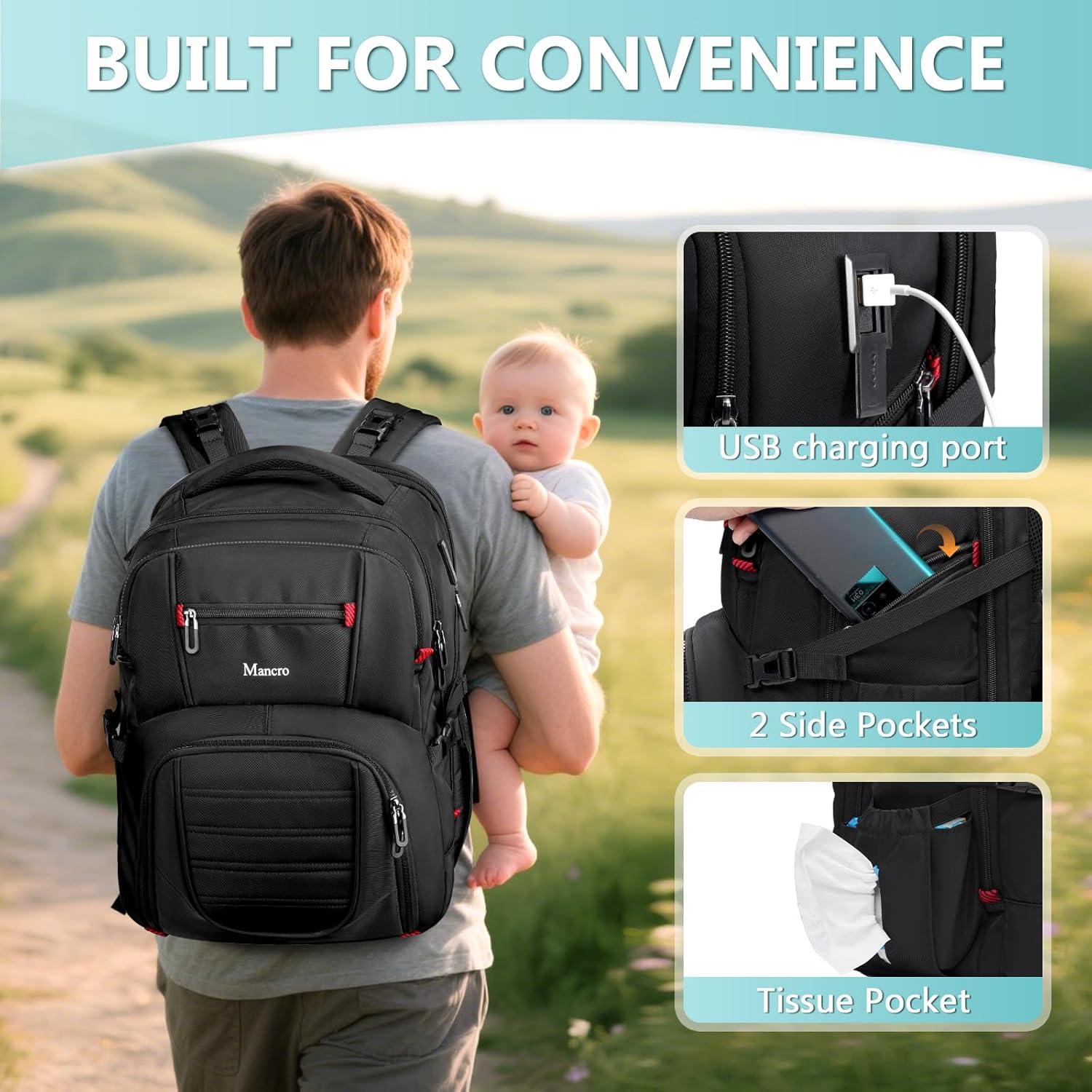 Mochila de Pañales Mancro para Papás - Impermeable, 25L