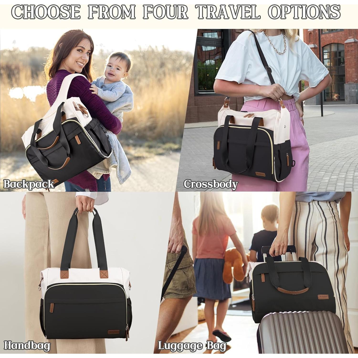 Mochila de Pañales Pripher 4 en 1 Negra y Beige 28L