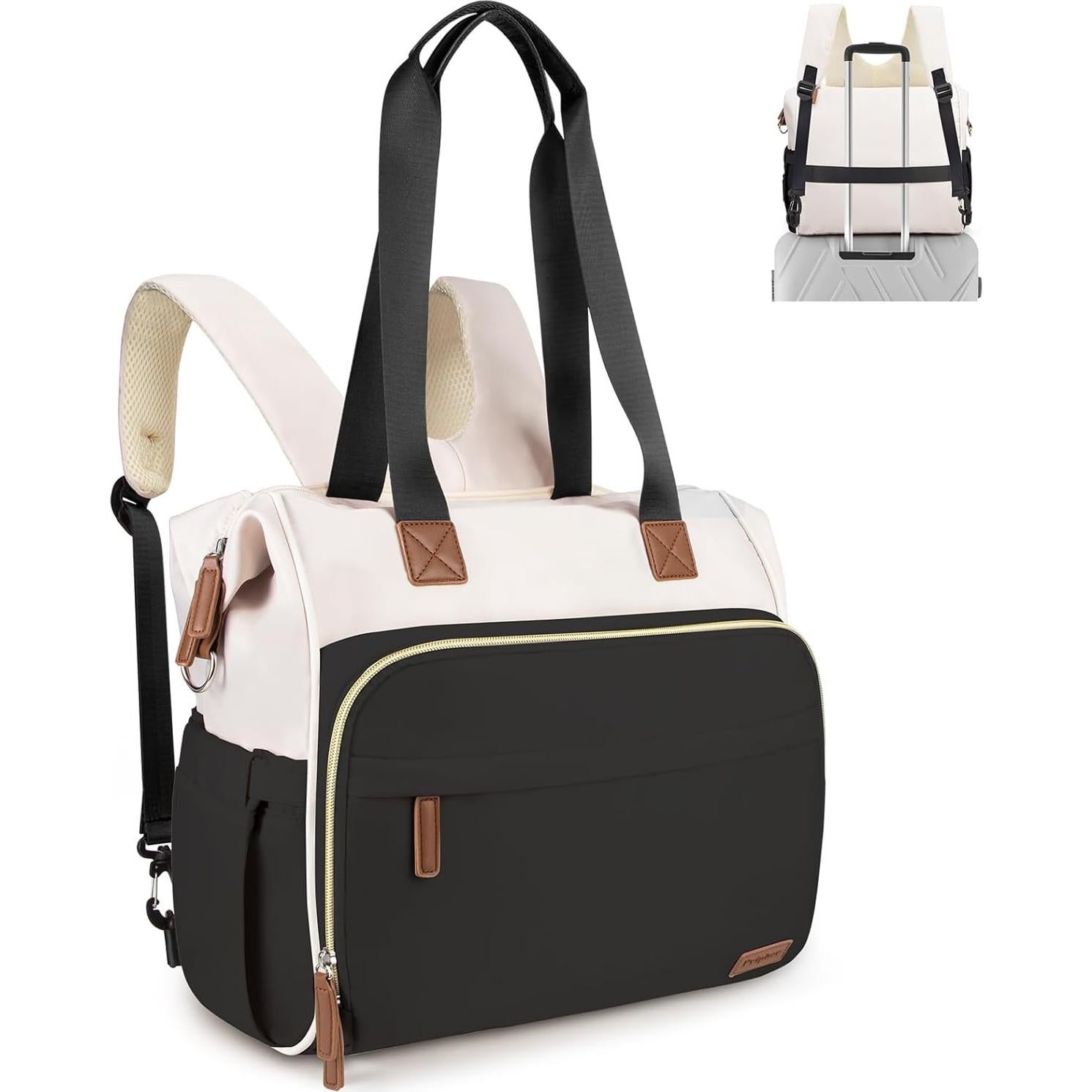Mochila de Pañales Pripher 4 en 1 Negra y Beige 28L