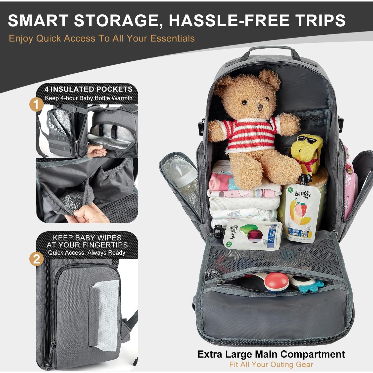 Mochila Táctica de Pañales MIRACOL para Papás - Gris 40L