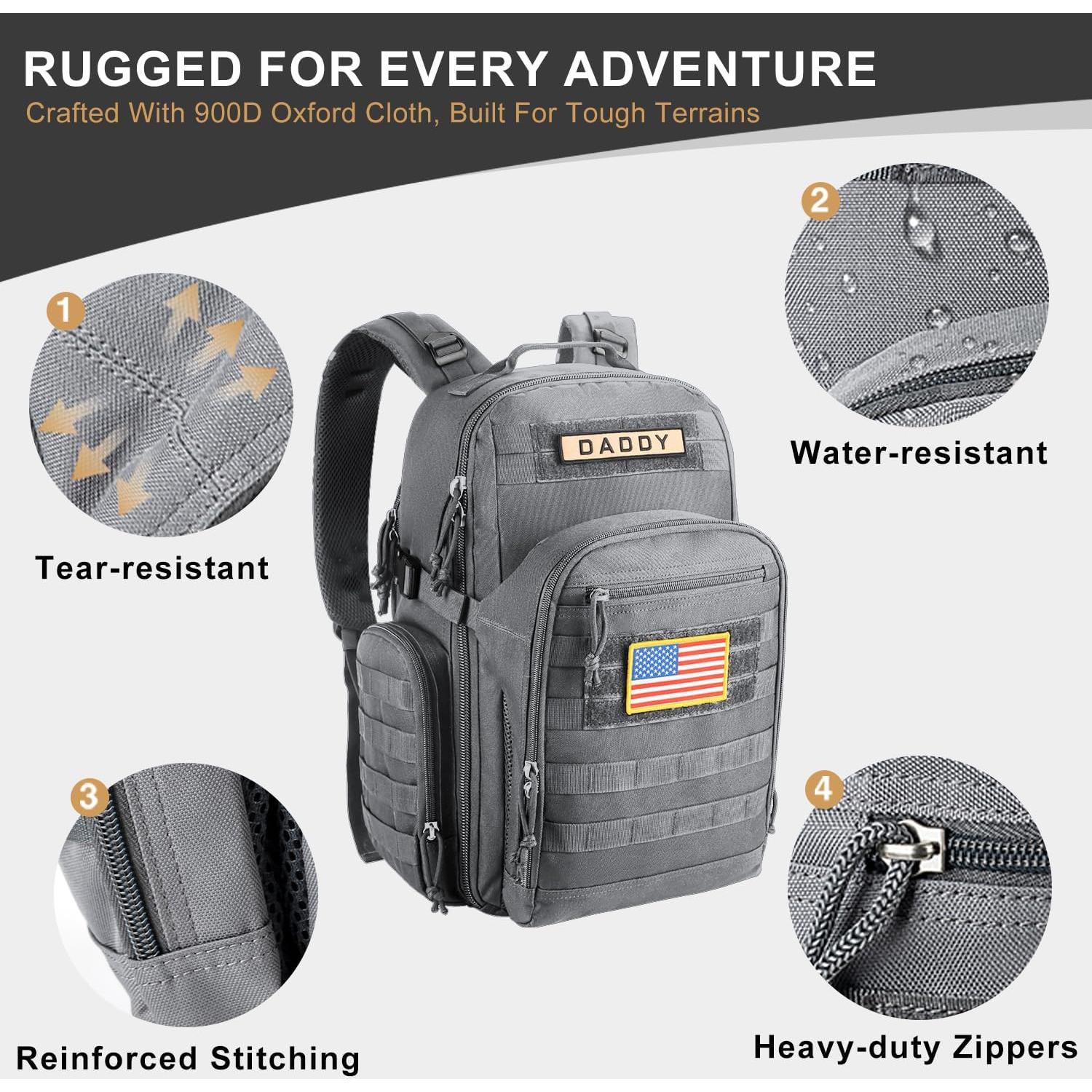 Mochila Táctica de Pañales MIRACOL para Papás - Gris 40L