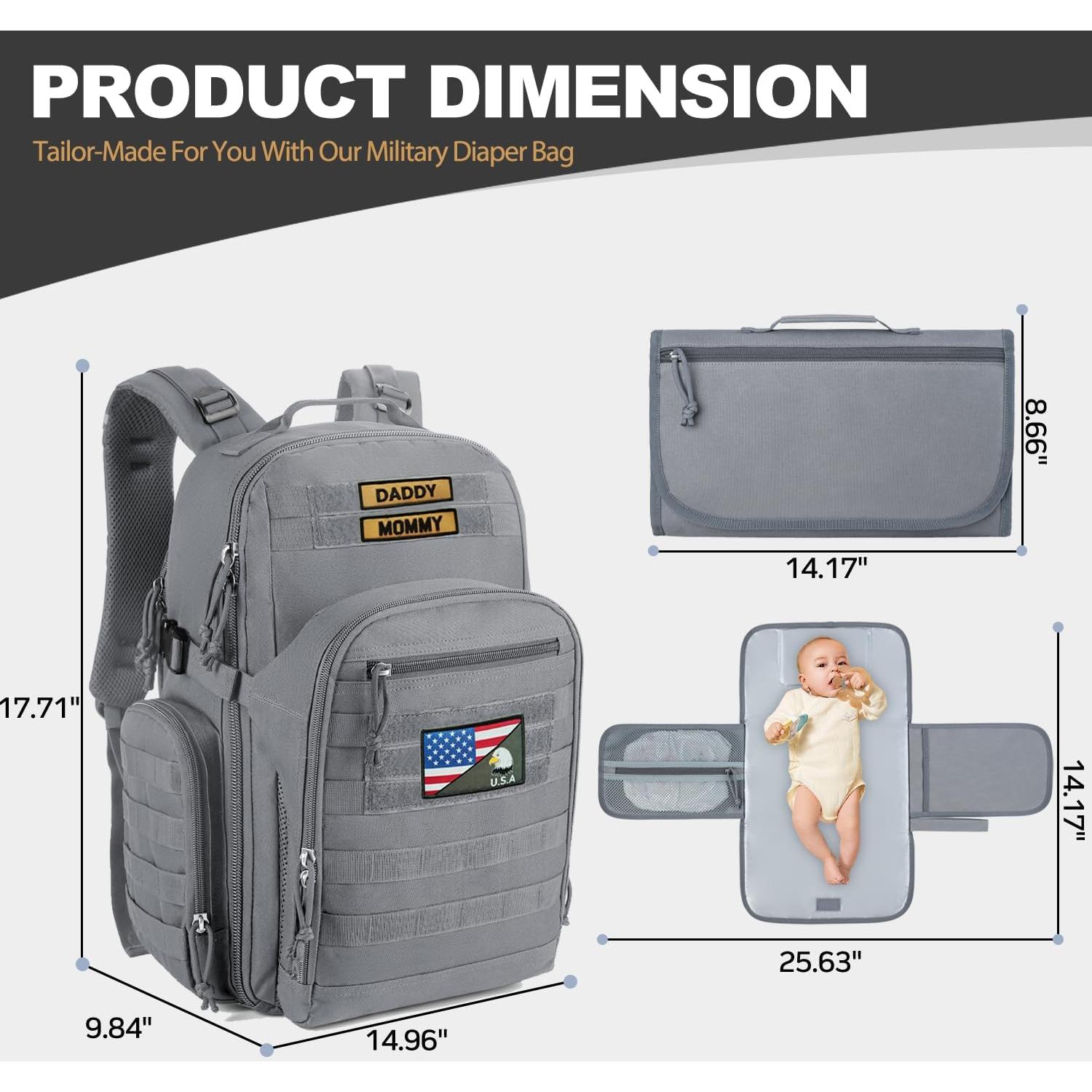 Mochila Táctica de Pañales MIRACOL para Papás - Gris 40L