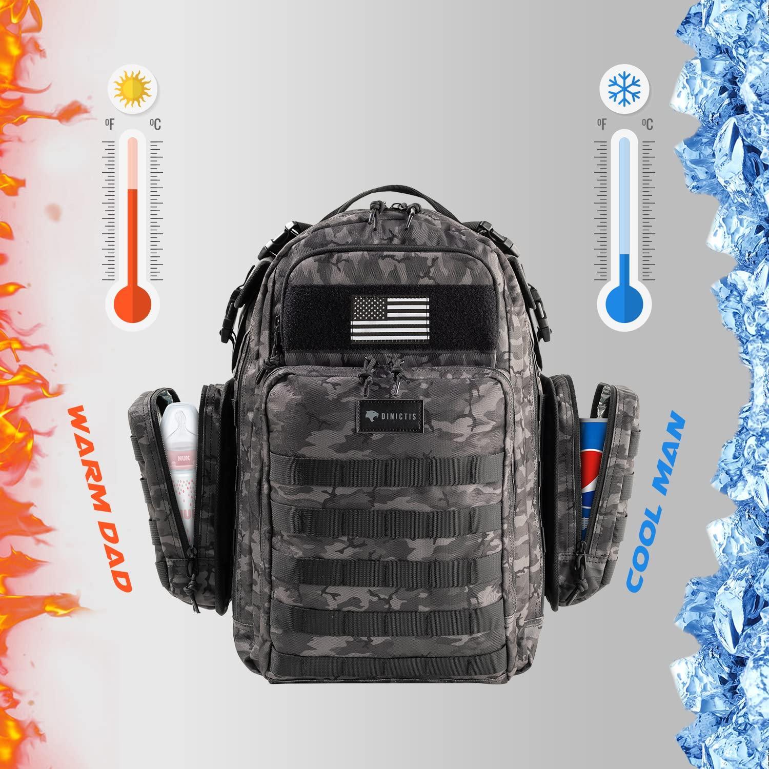 Mochila de Pañales Dinictis Camuflaje Negro 40L Impermeable