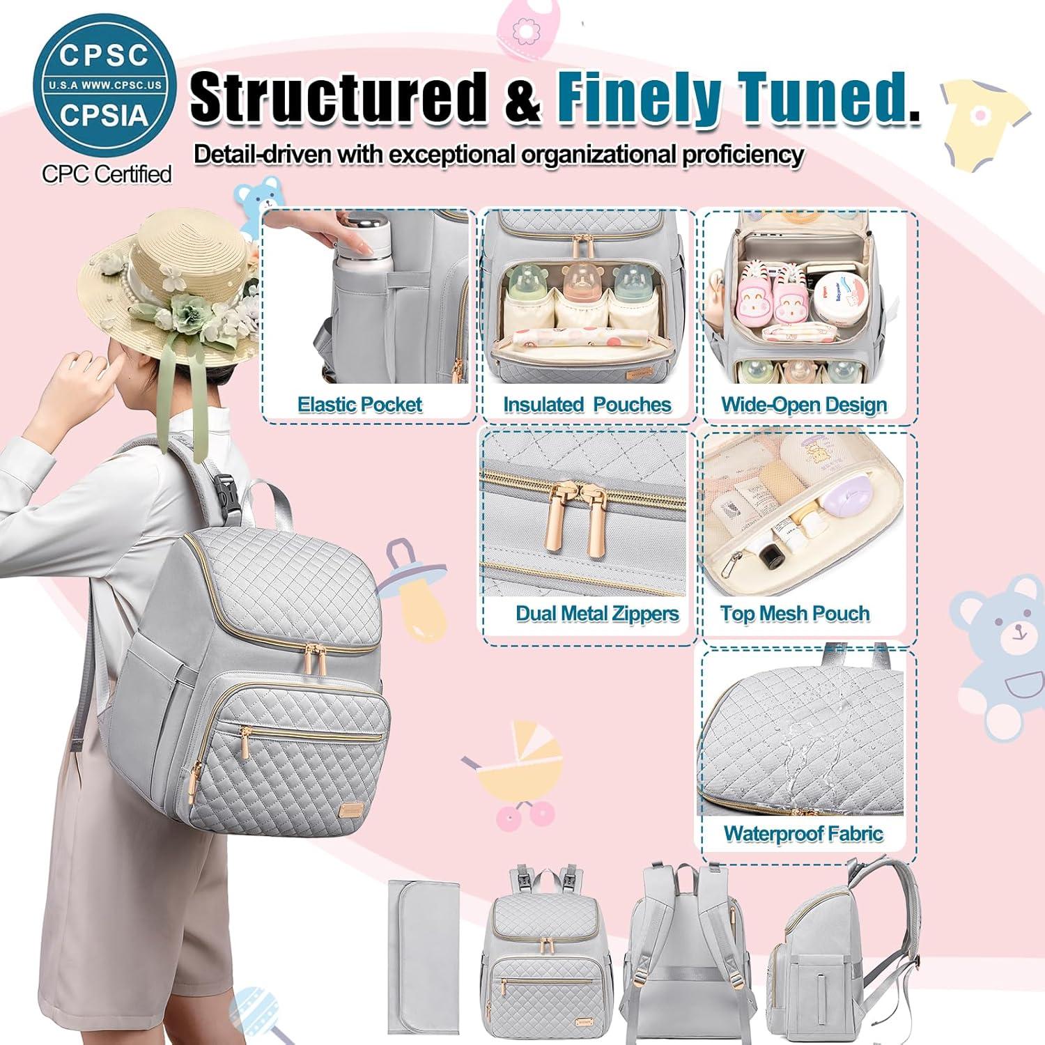 Mochila de Pañales Weitars Grande Gris con Cambiador 25L