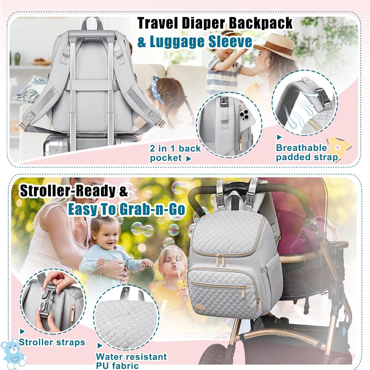 Mochila de Pañales Weitars Grande Gris con Cambiador 25L