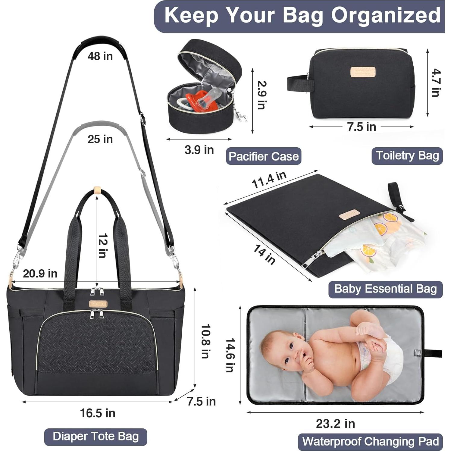 Bolsa de Pañales ITIEZY Grande con Cambiador y Accesorios