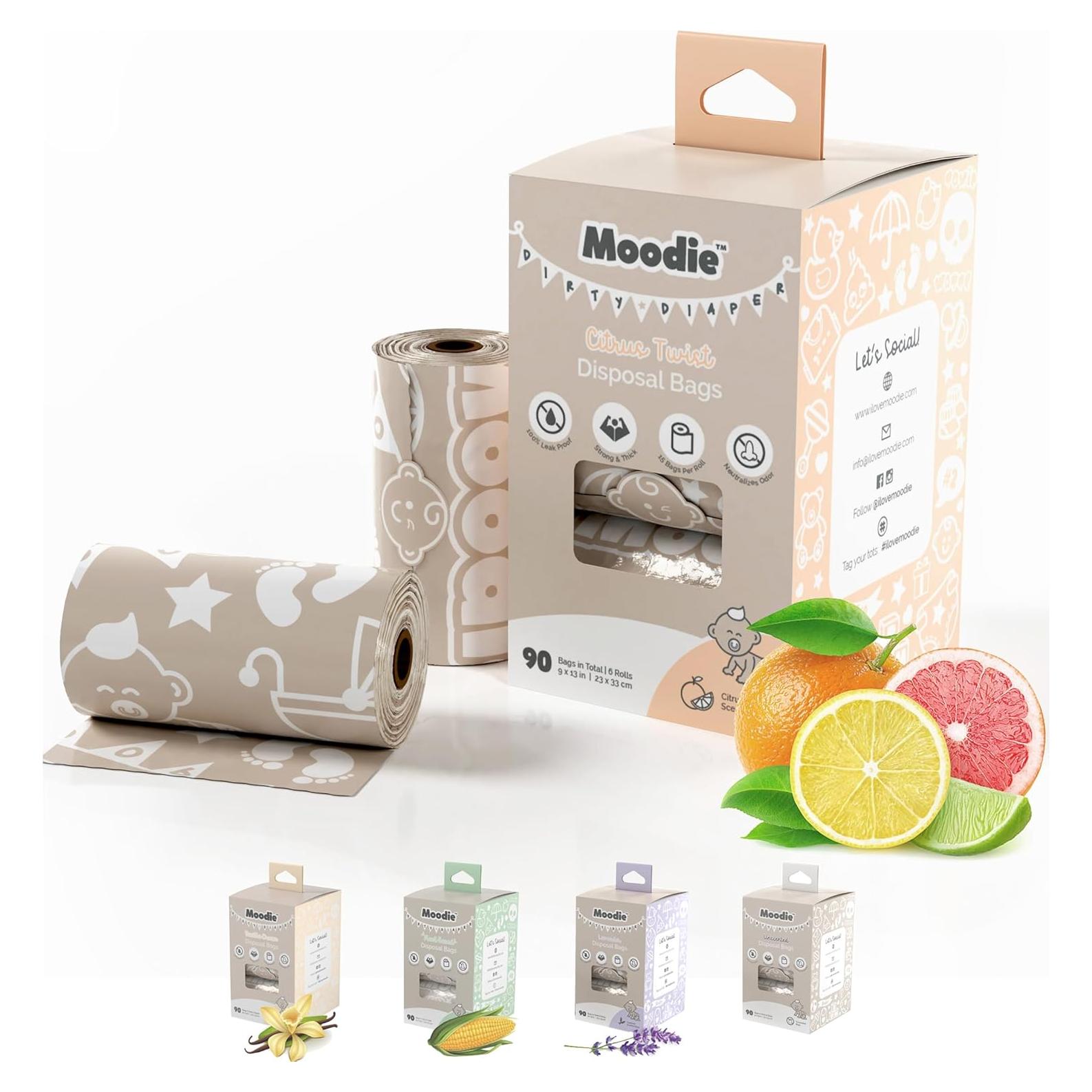 Bolsas Desechables para Excremento Moodie 90 Unidades Aroma Cítricos