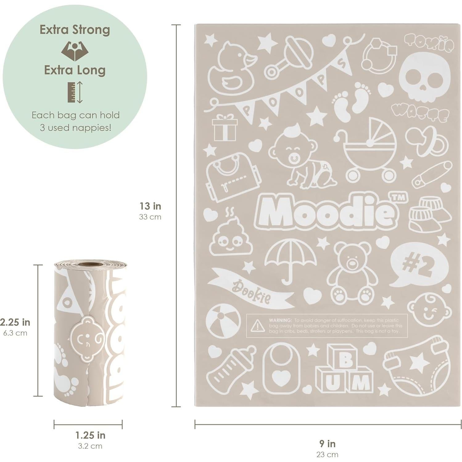 Bolsas Desechables para Excremento Moodie 90 Unidades Aroma Cítricos