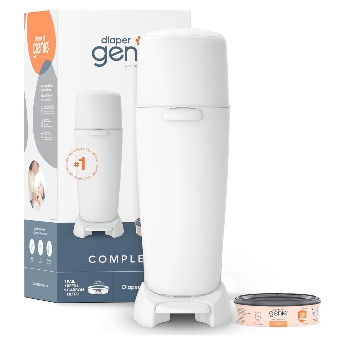 Pail Diaper Genie Complete Blanco con Control de Olores