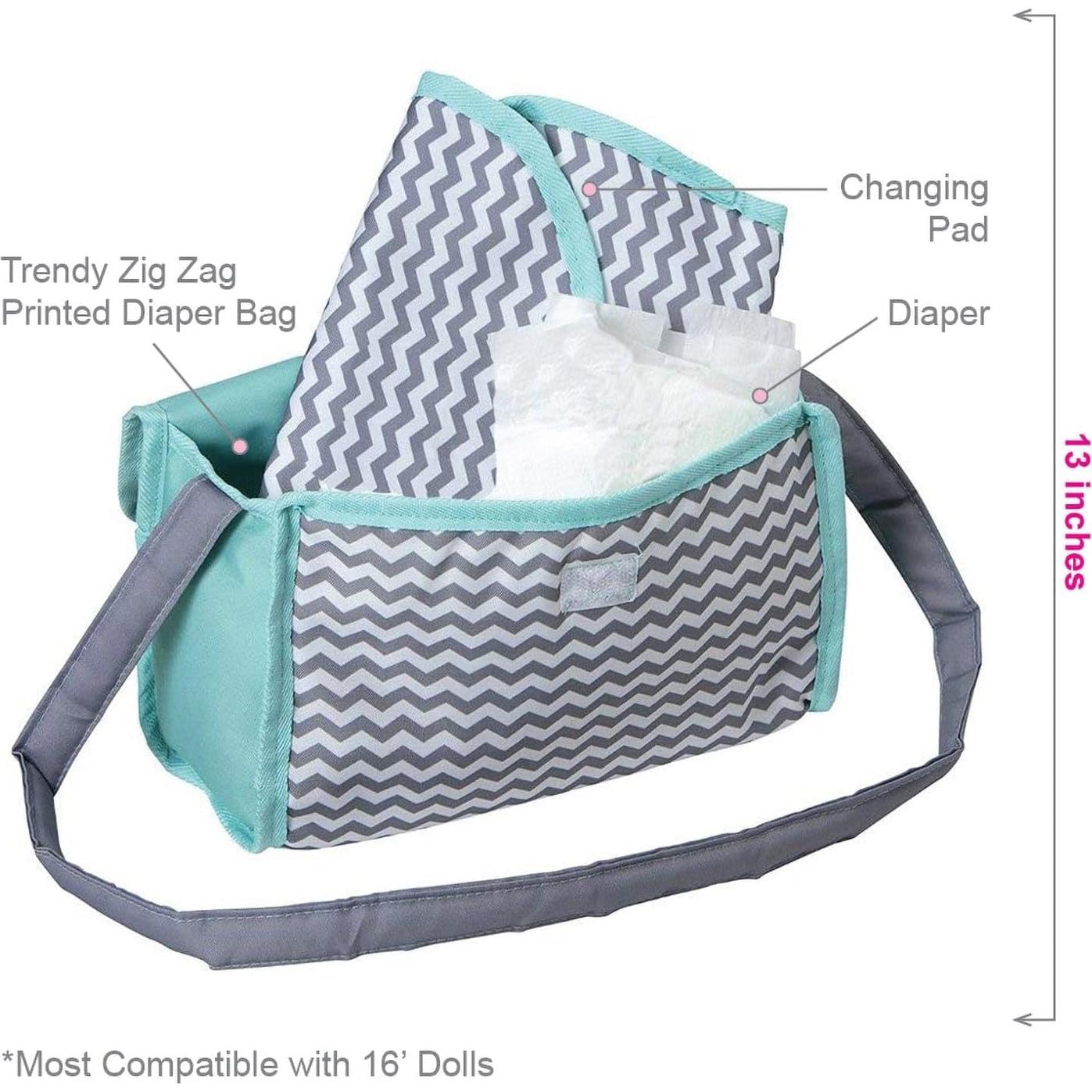 Bolsa de Pañales Adora Zigzag para Muñecas 33 cm - Incluye Esterita