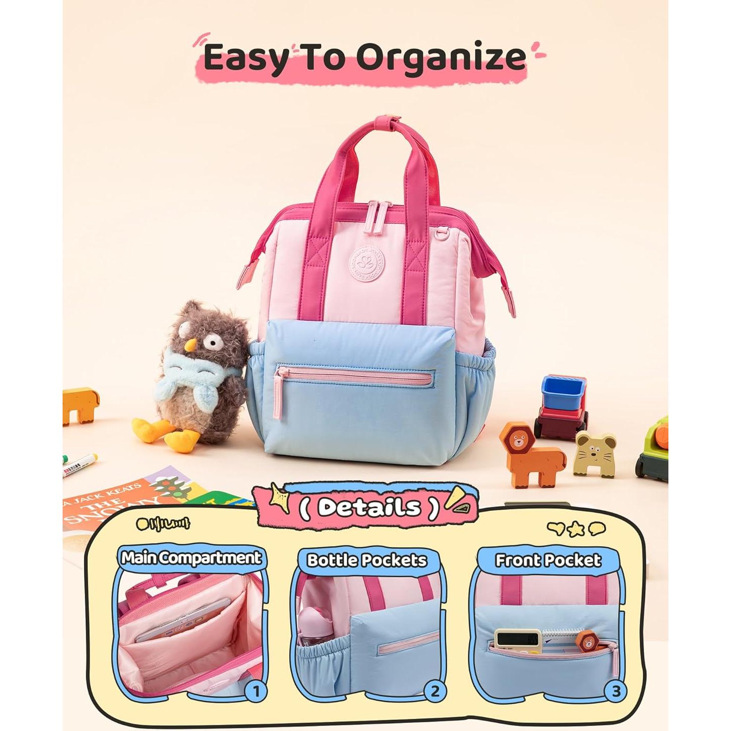 Mochila LOVEVOOK Mini para Niñas 2-4 Años Unicornio Rosa-Azul