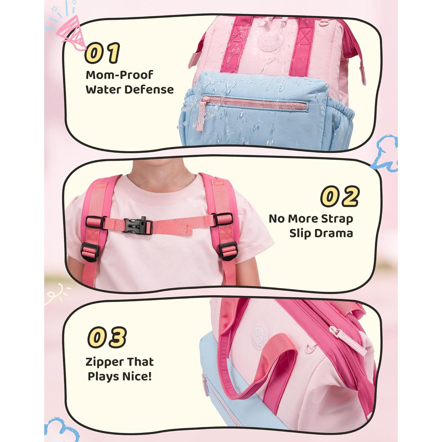 Mochila LOVEVOOK Mini para Niñas 2-4 Años Unicornio Rosa-Azul