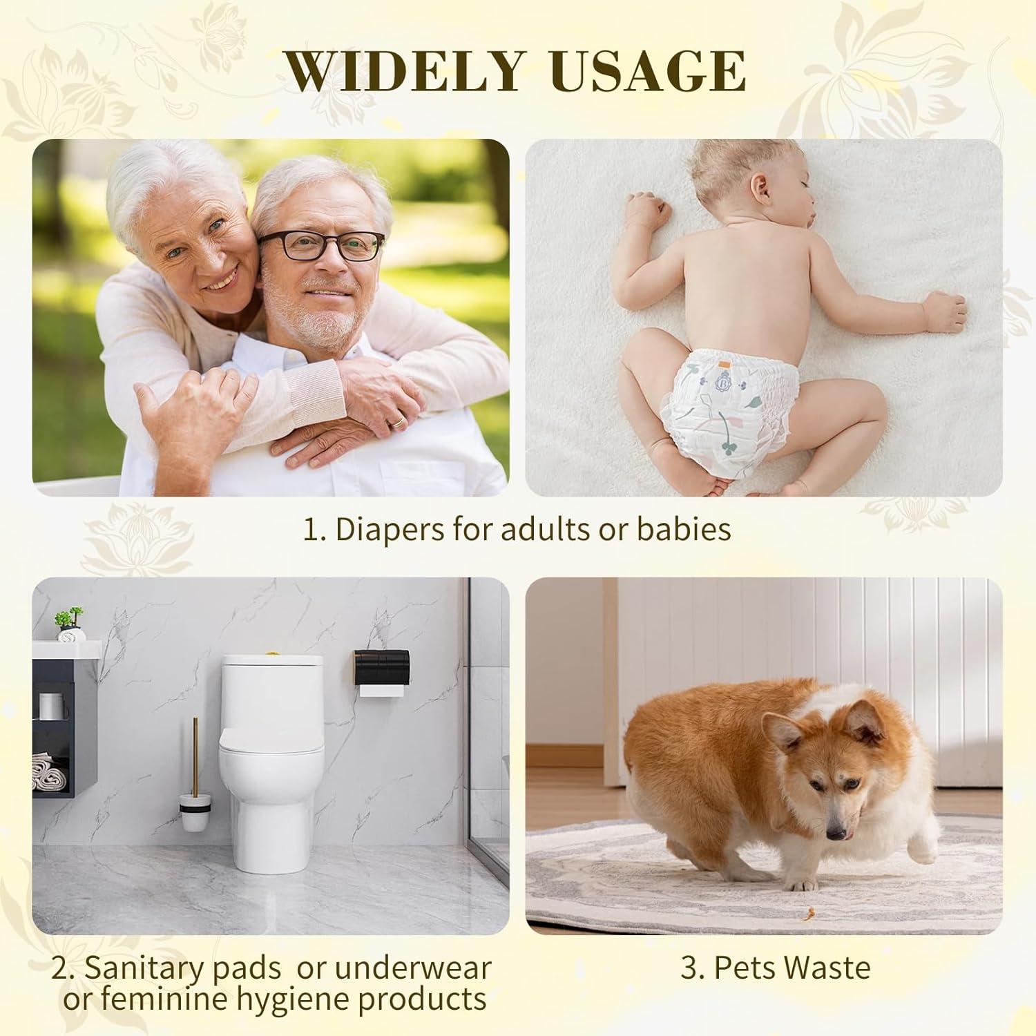 Bolsas de Desecho para Pañales Adulto Dergik 45x59cm 96 Unidades