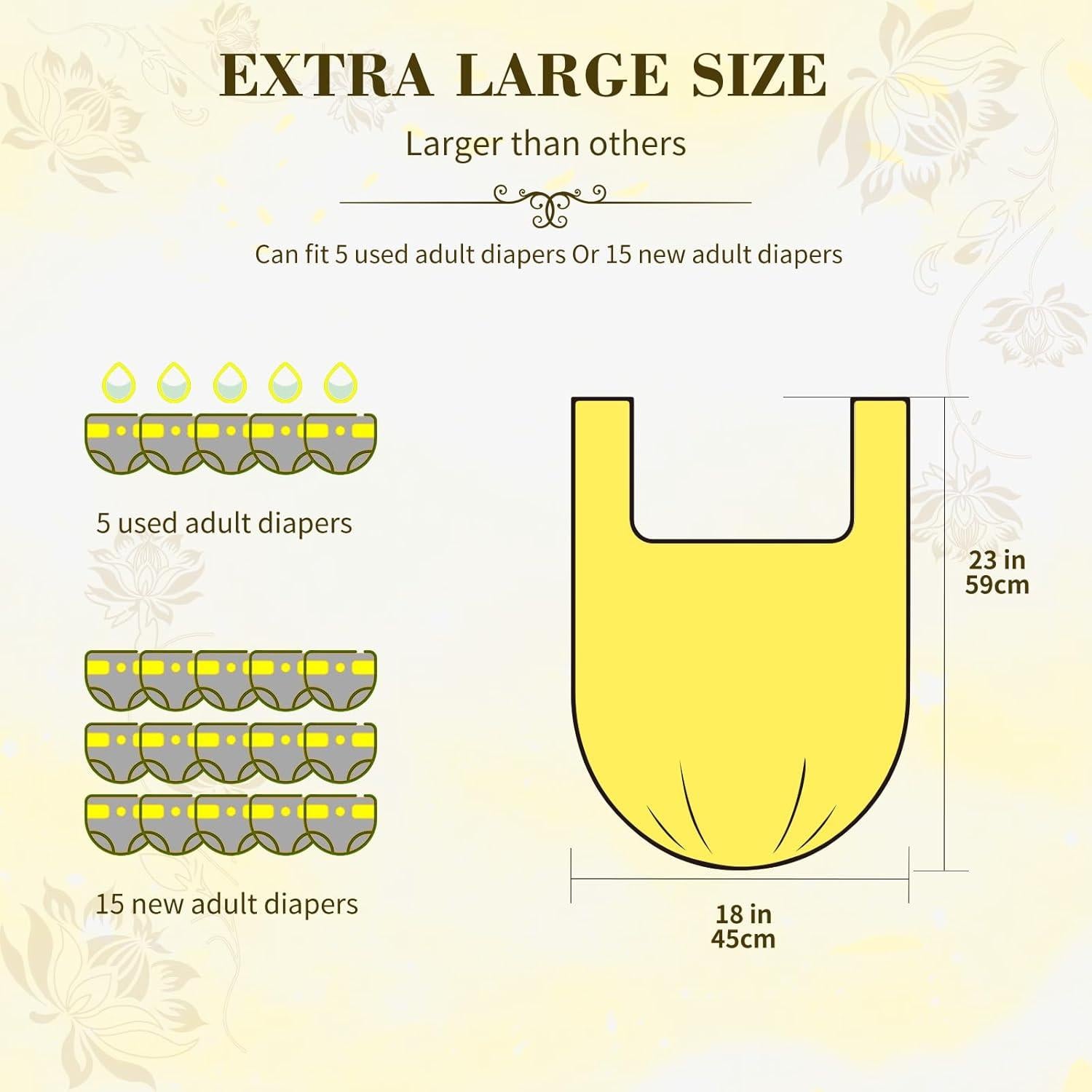 Bolsas de Desecho para Pañales Adulto Dergik 45x59cm 96 Unidades