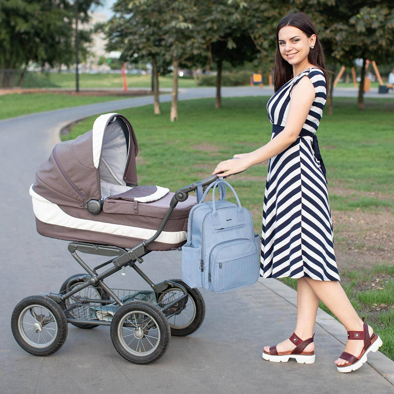 Mochila para Pañales Hap Tim Azul, Gran Capacidad 19 Bolsillos