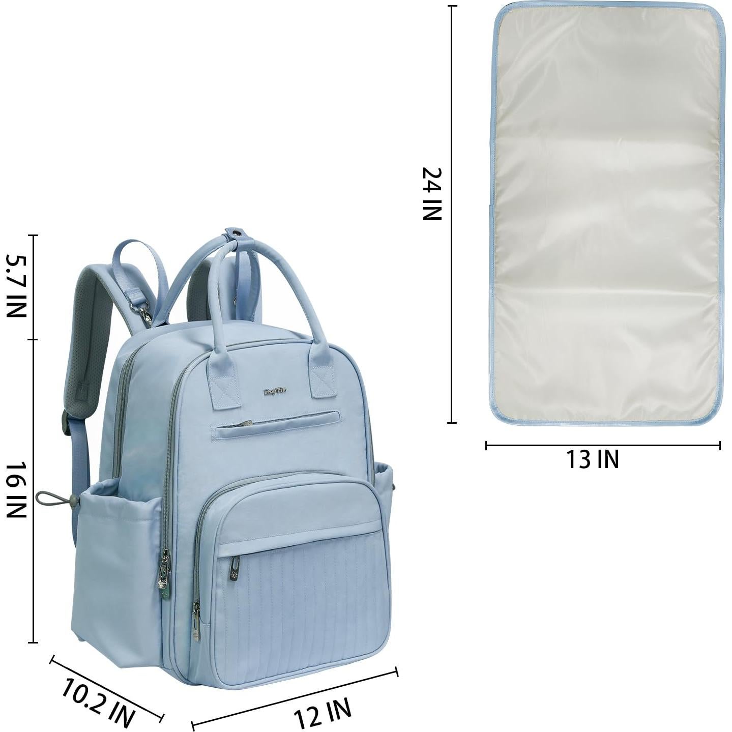 Mochila para Pañales Hap Tim Azul, Gran Capacidad 19 Bolsillos