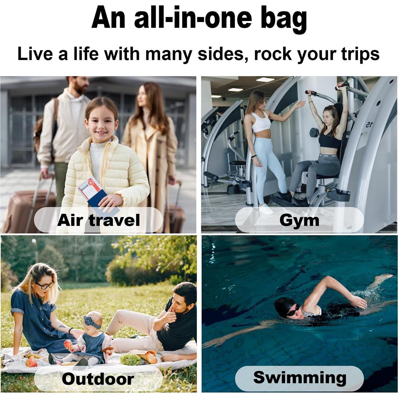 Bolsa de Pañales Grande Tote Nylon Gris Morandi con Compartimentos