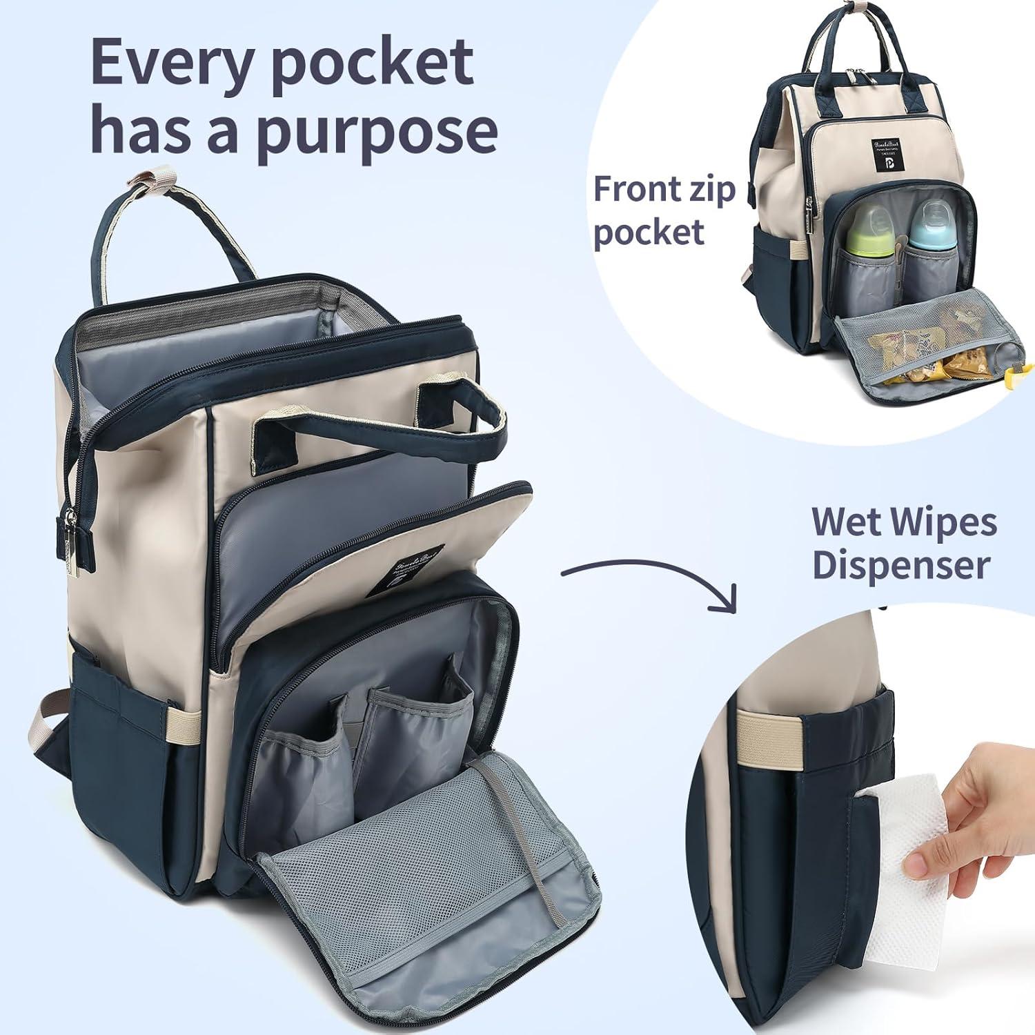 Mochila de Pañales Pomelo Mejor Impermeable Azul Marino