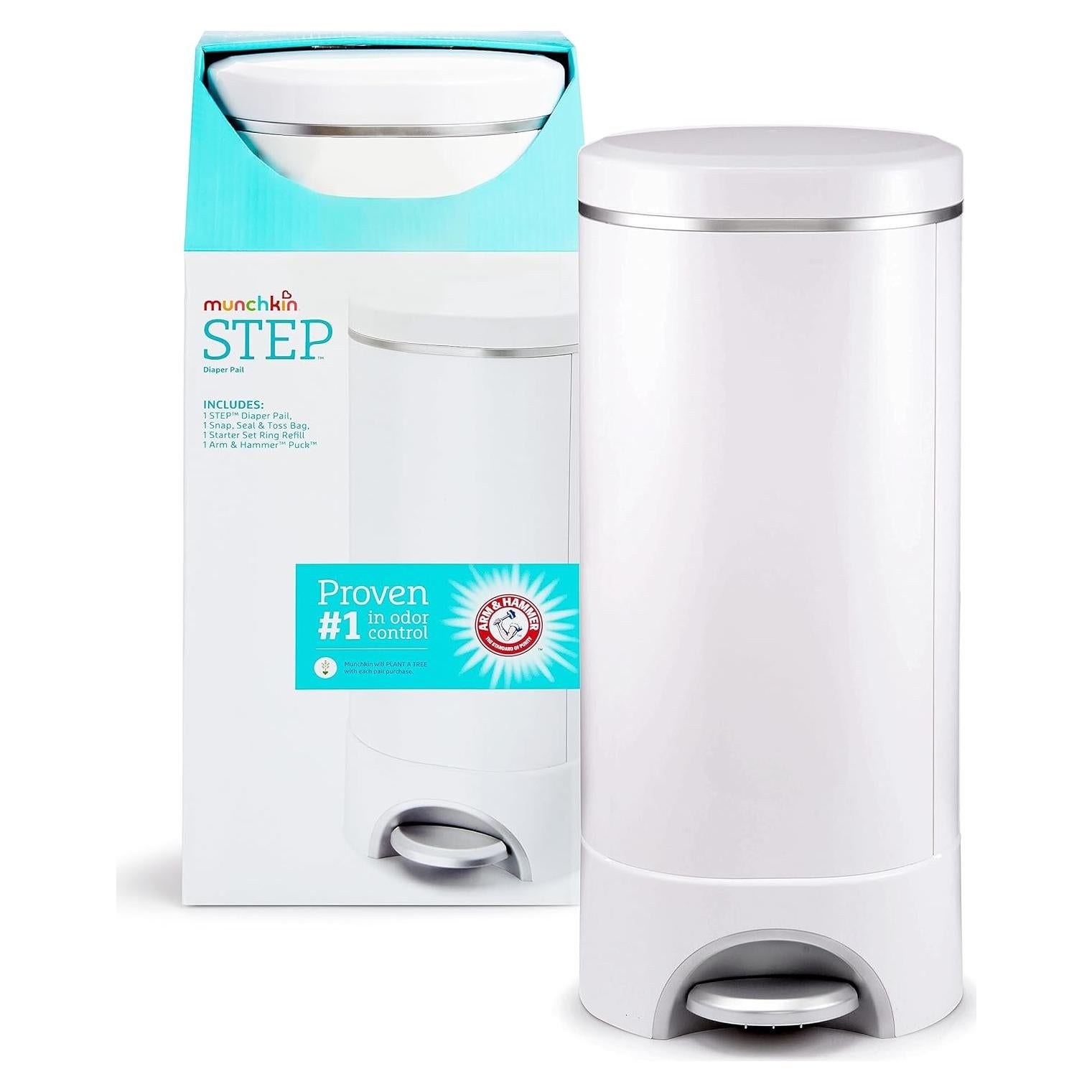 Cubo de Pañales Munchkin Step con Control de Olores y Bicarbonato