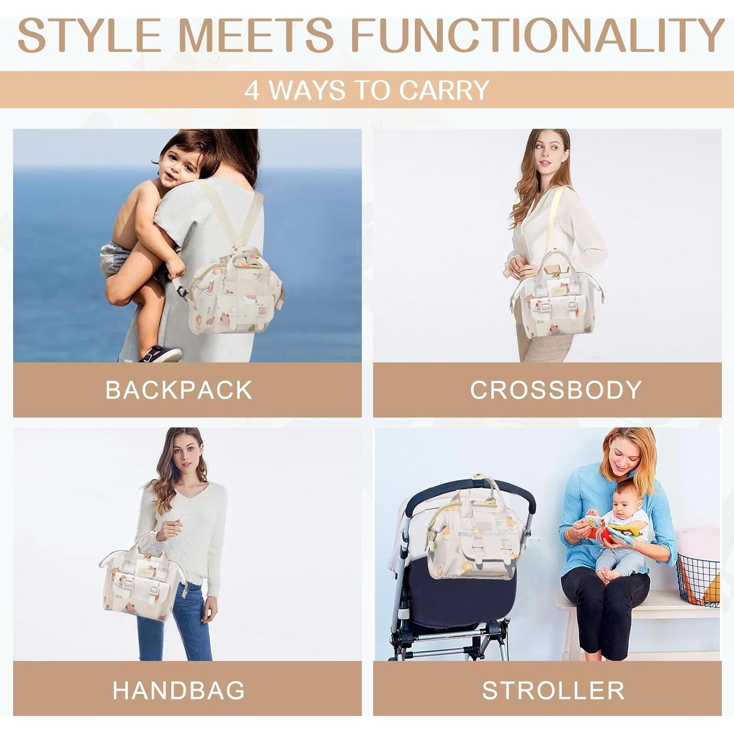 Bolsa de Pañales Compacta 4 en 1 Mama Animal Blanco Off