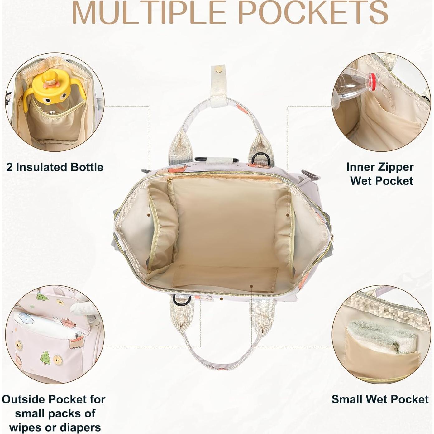 Bolsa de Pañales Compacta 4 en 1 Mama Animal Blanco Off