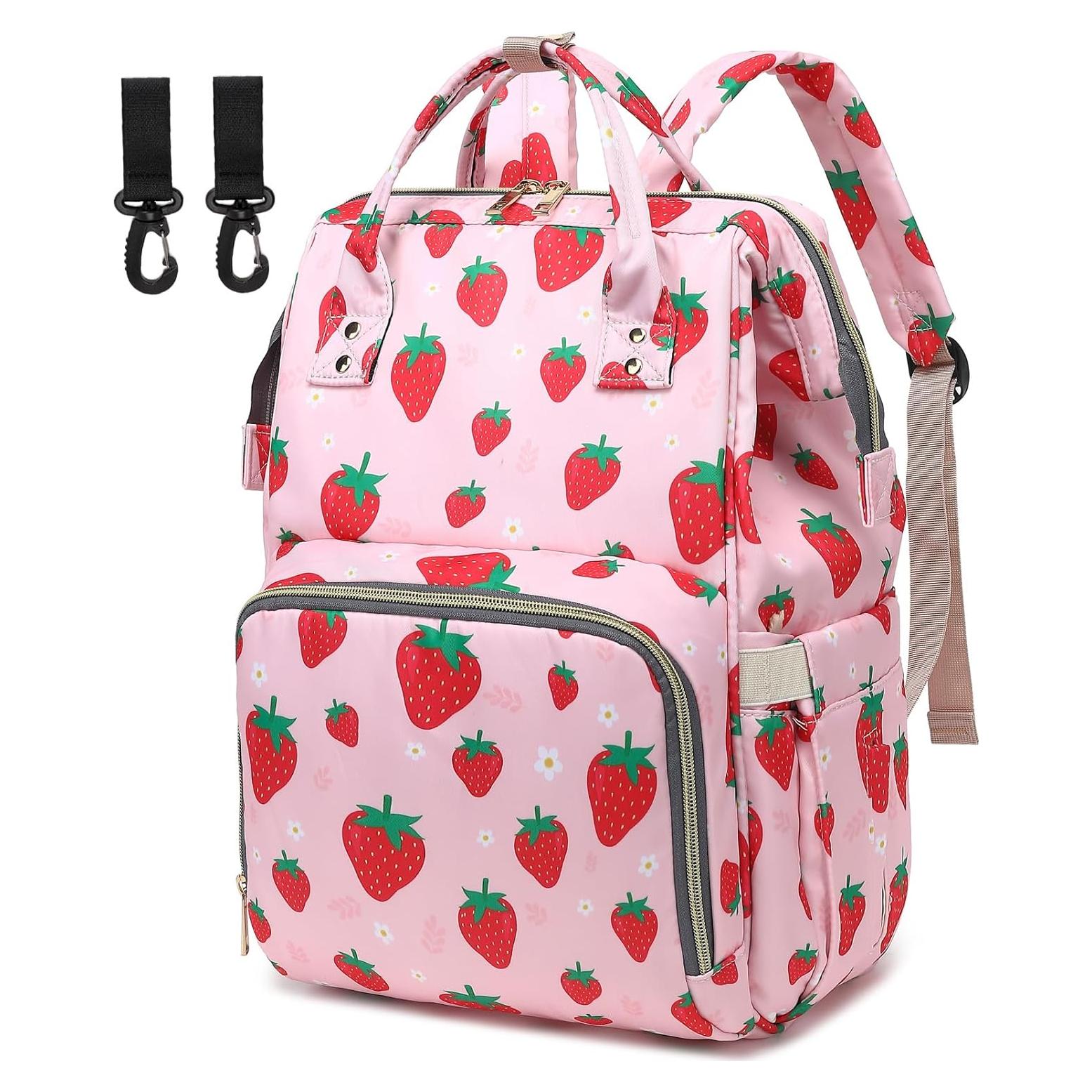 Mochila de Pañales Fresa Impermeable para Mamás 20L