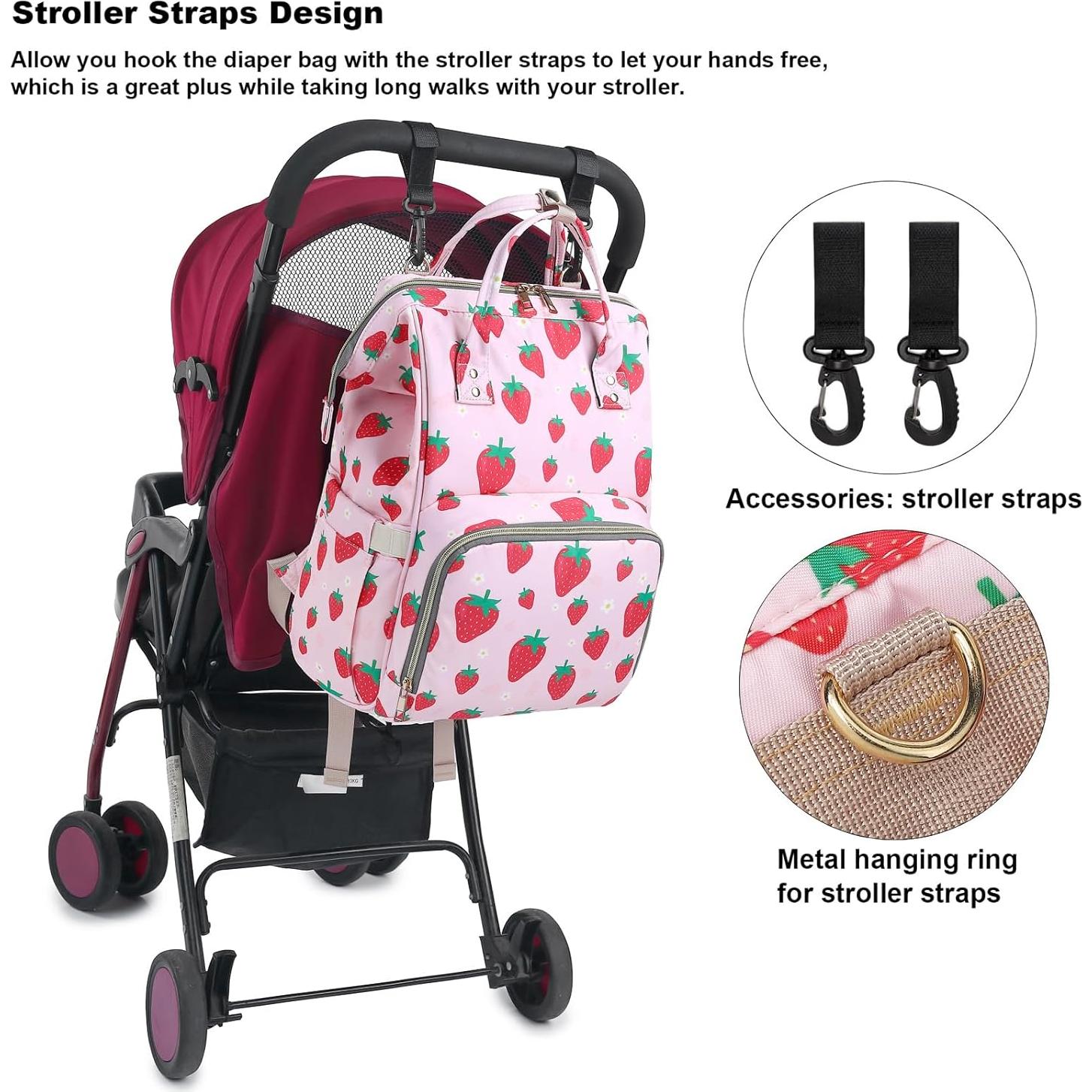 Mochila de Pañales Fresa Impermeable para Mamás 20L