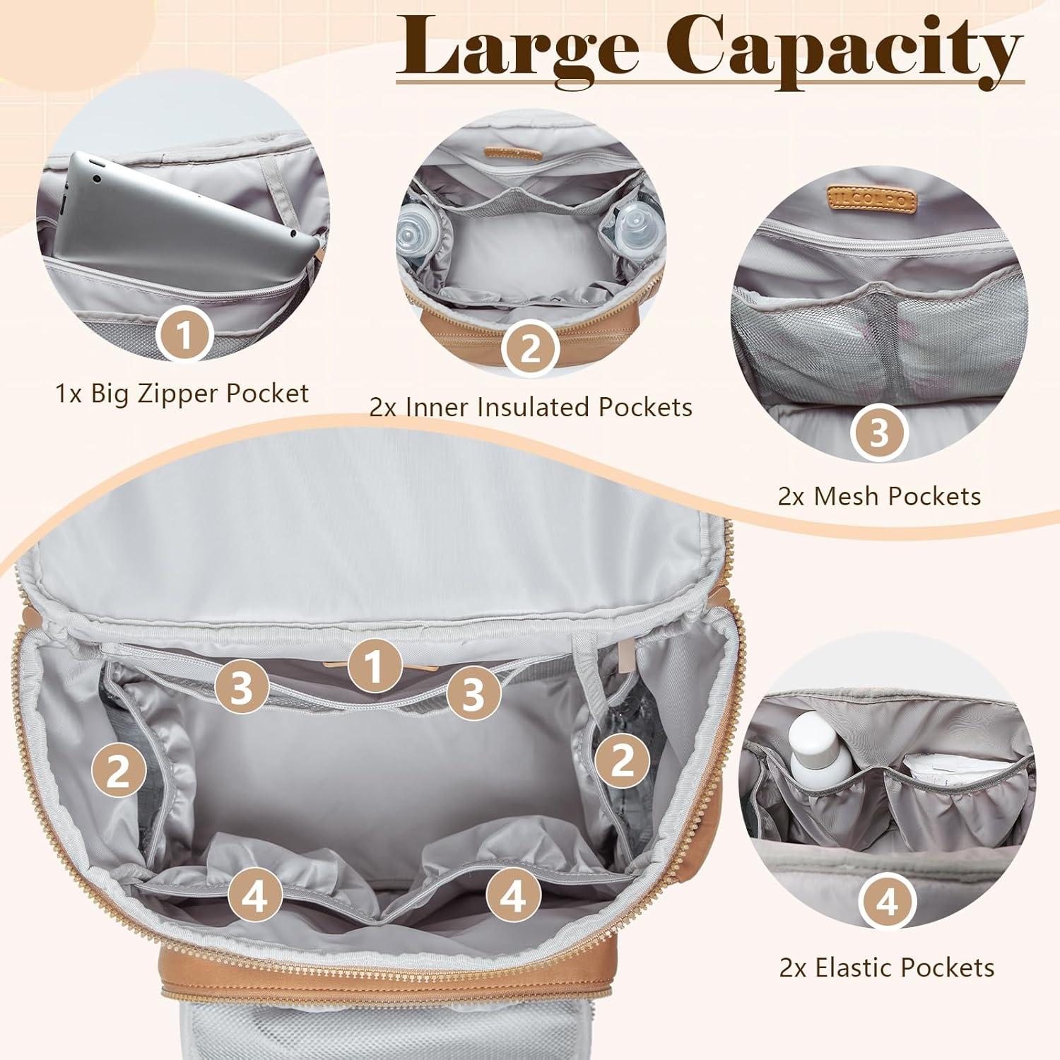 Mochila para Pañales Neopreno Marrón 20L 16 Organizadores