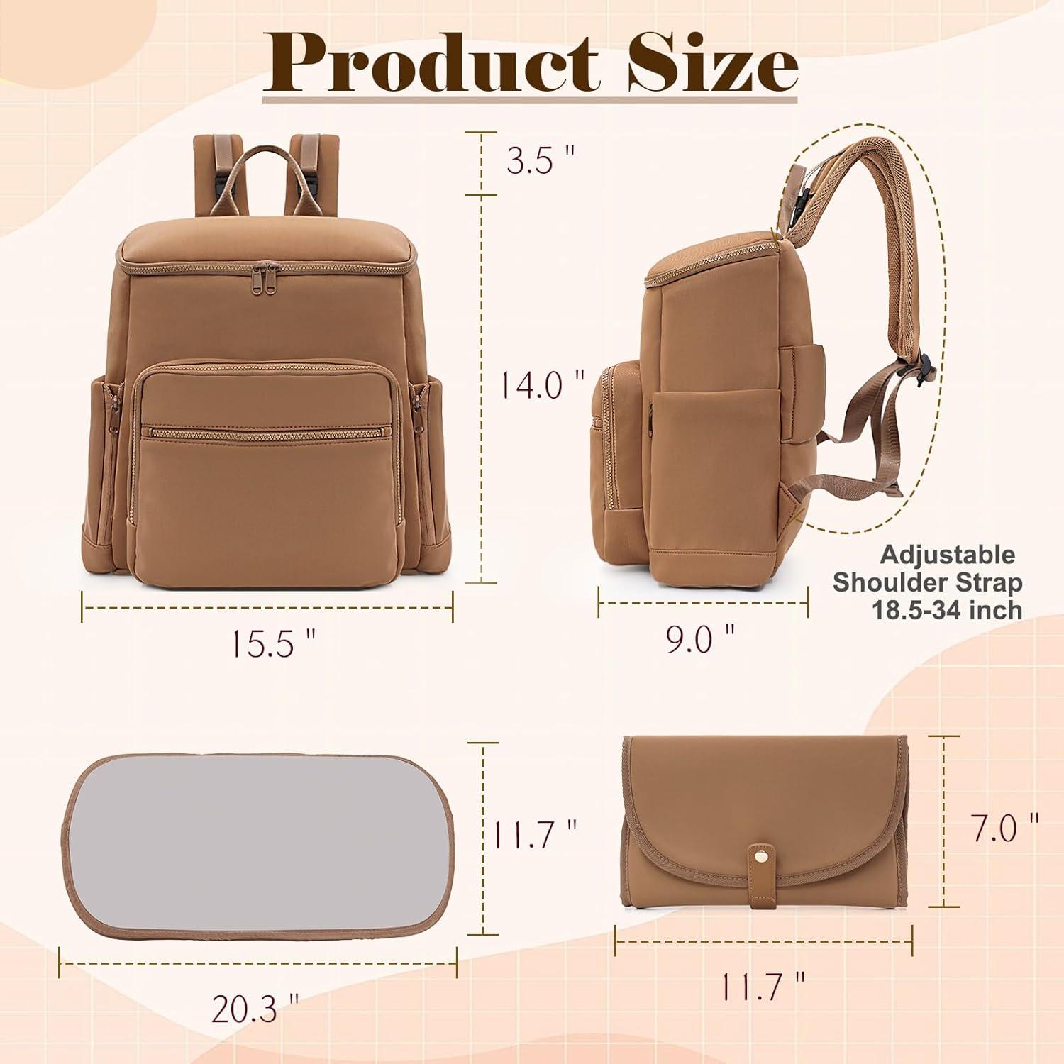 Mochila para Pañales Neopreno Marrón 20L 16 Organizadores