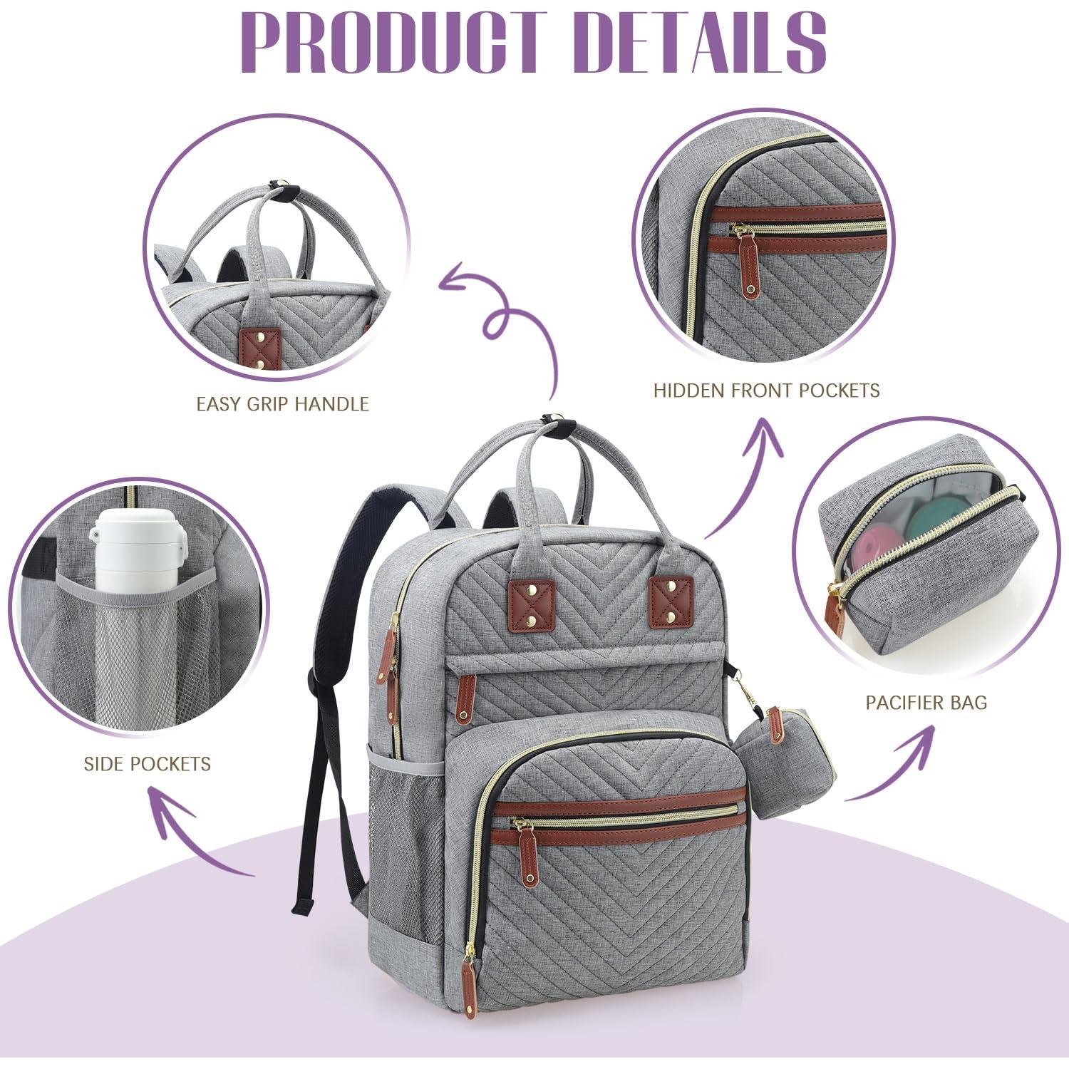 Mochila de Pañales Tuwubi Gris, Impermeable y Multifuncional