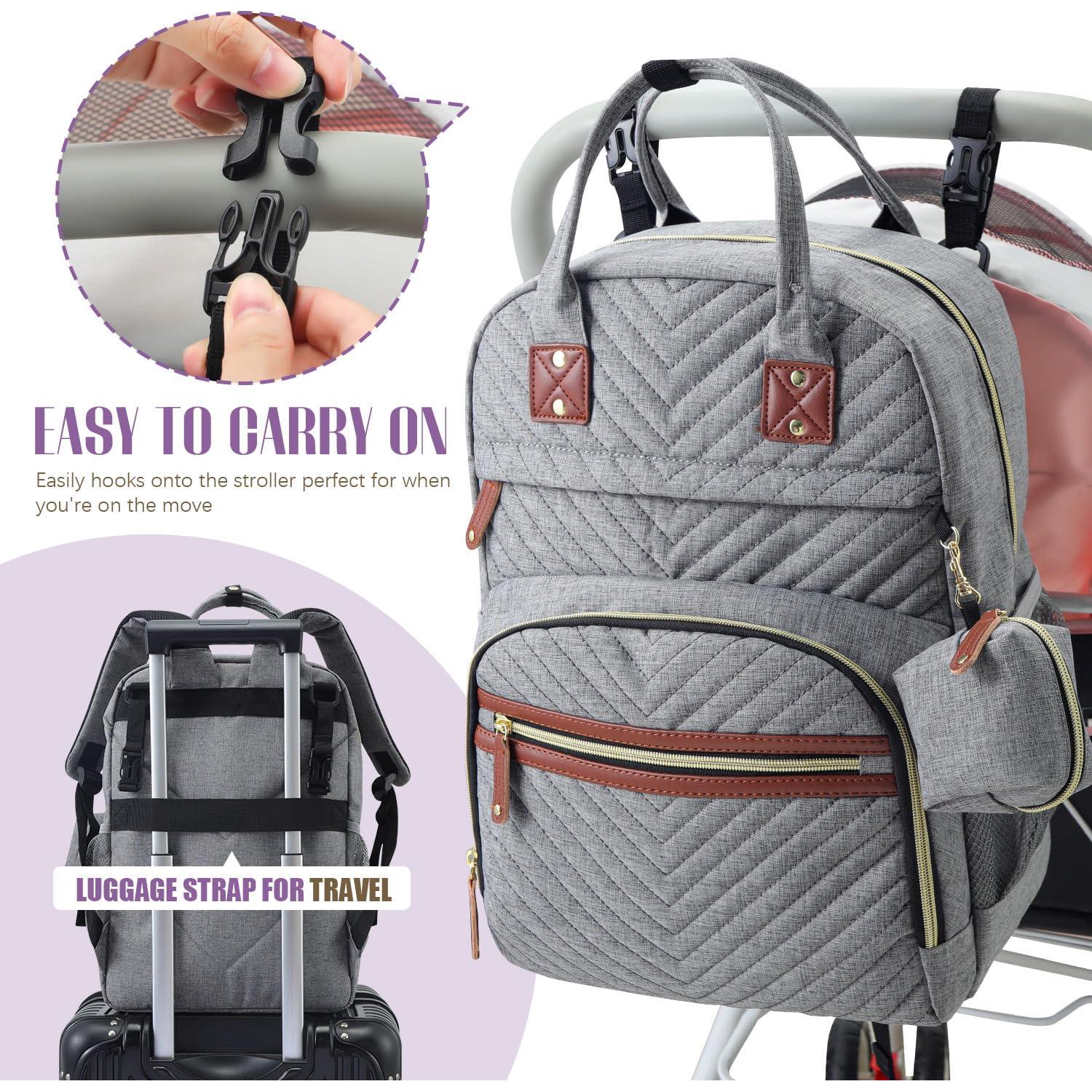 Mochila de Pañales Tuwubi Gris, Impermeable y Multifuncional