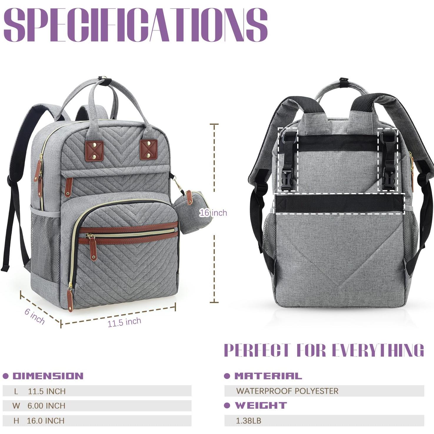 Mochila de Pañales Tuwubi Gris, Impermeable y Multifuncional