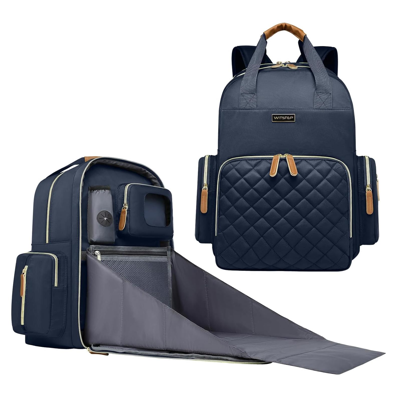 Mochila para Pañales WITSTEP Azul con Estación de Cambio