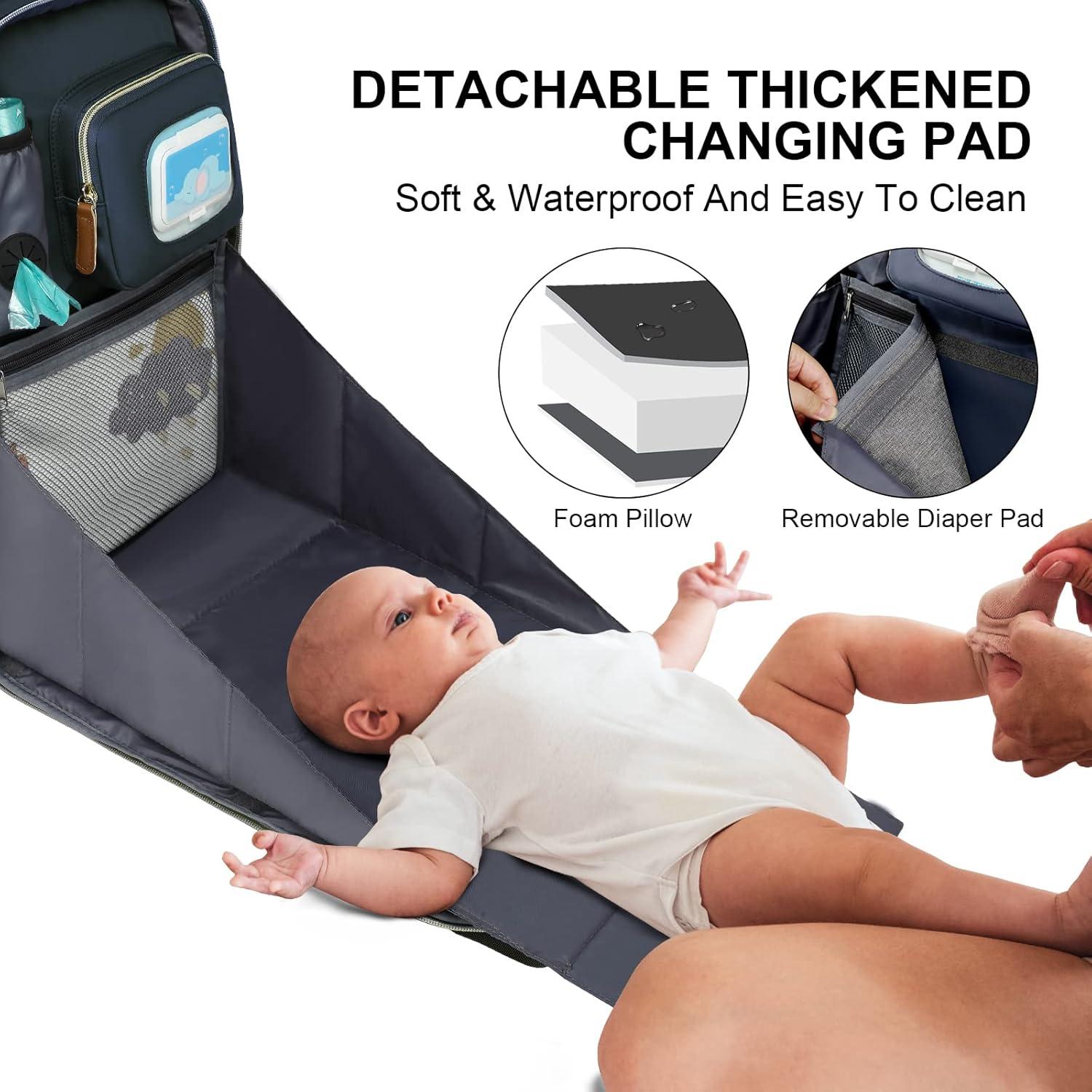 Mochila para Pañales WITSTEP Azul con Estación de Cambio