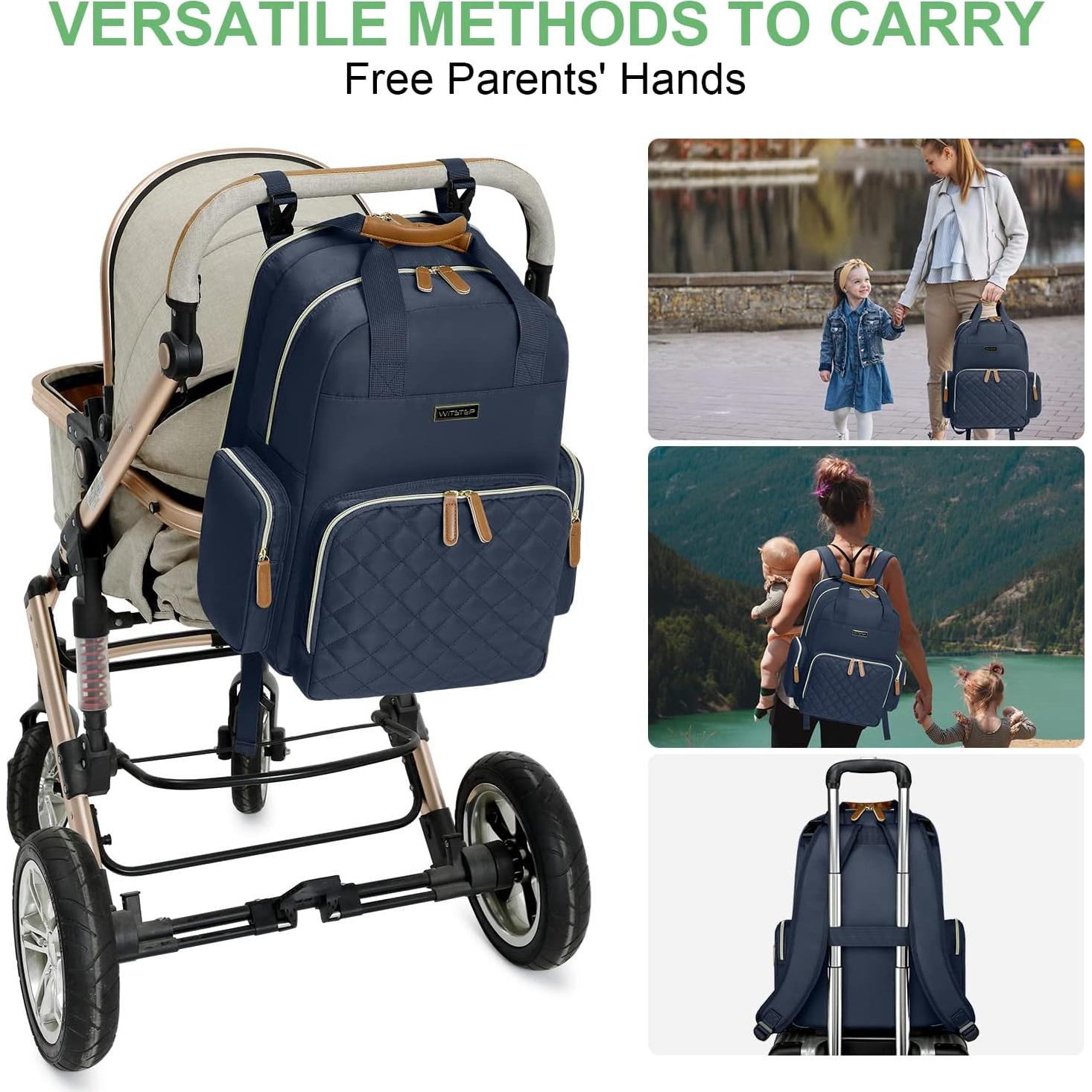 Mochila para Pañales WITSTEP Azul con Estación de Cambio