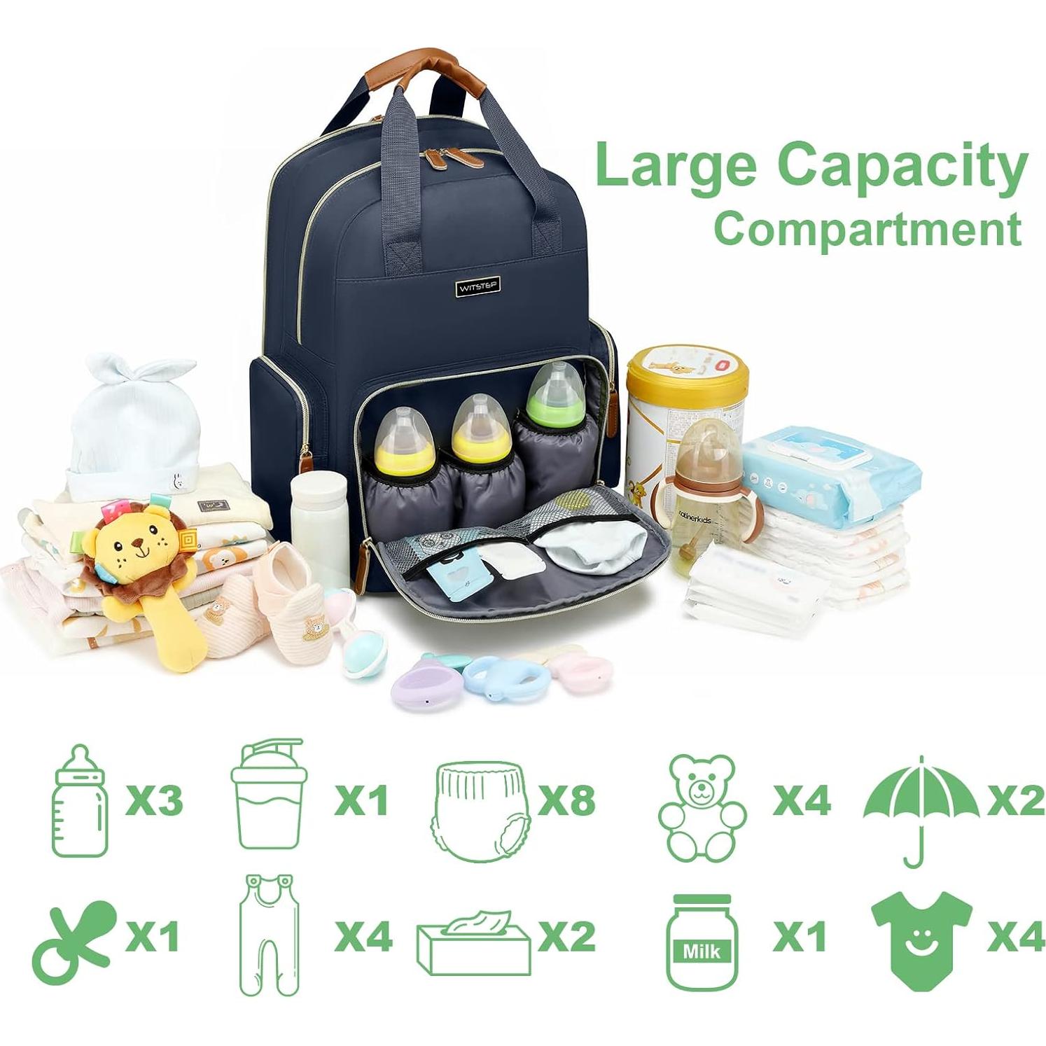 Mochila para Pañales WITSTEP Azul con Estación de Cambio