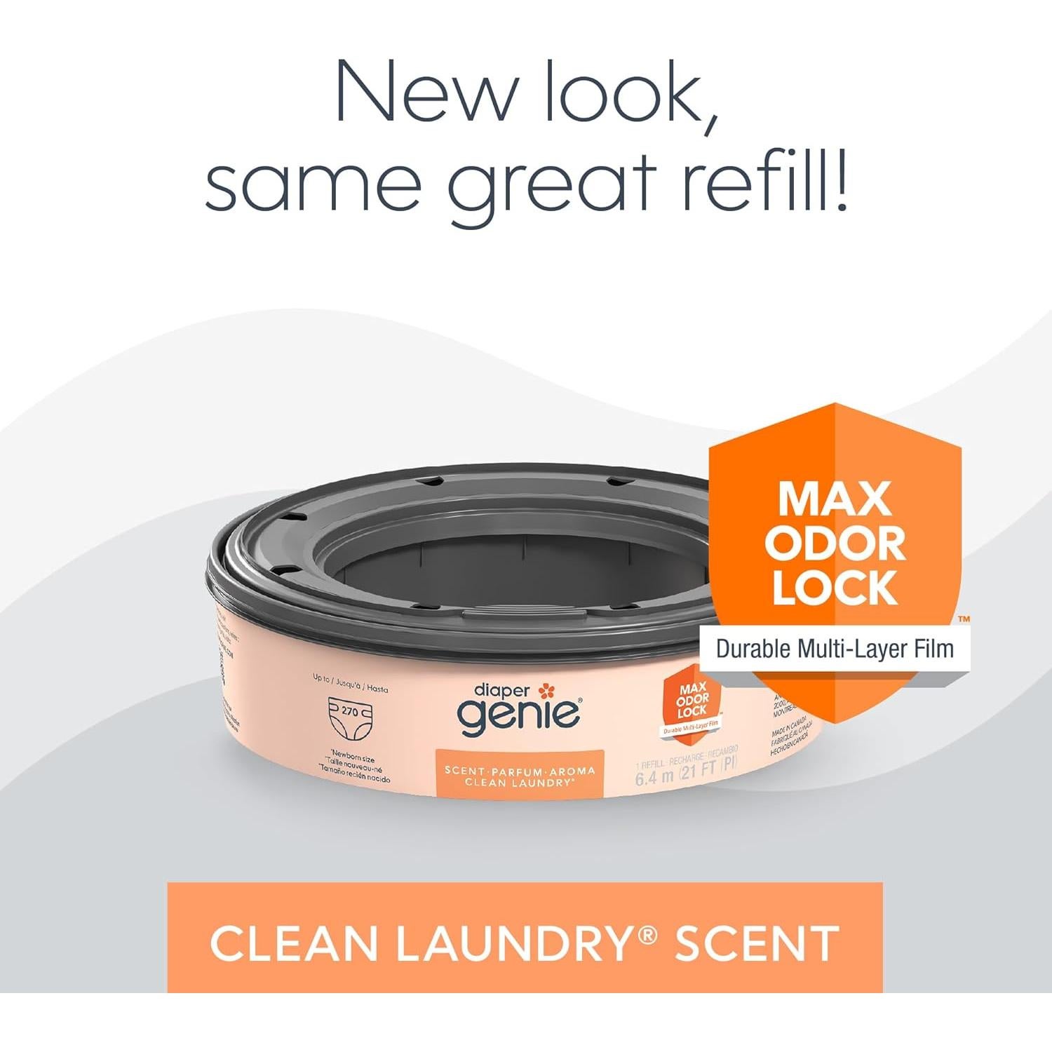 Recargas Diaper Genie 3-Pack 270 pañales aroma a ropa limpia