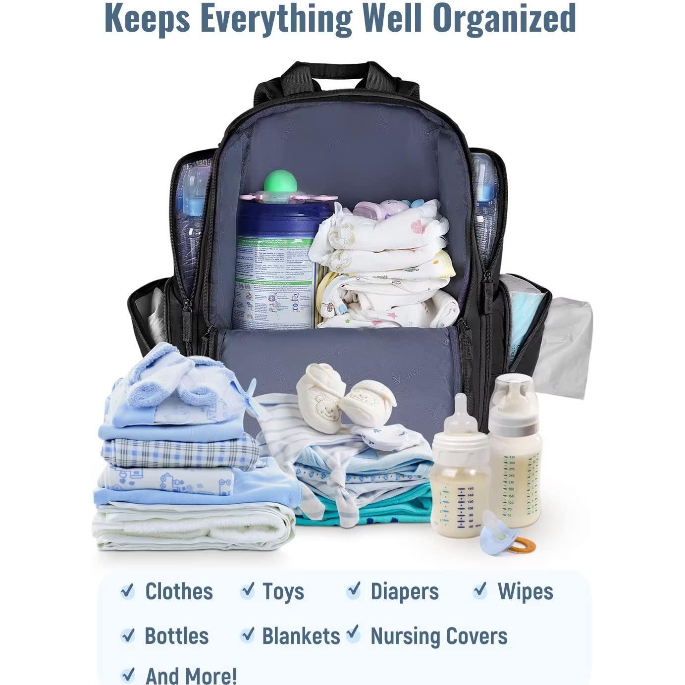 Mochila para Pañales Mancro Negra, Resistente al Agua, 20L