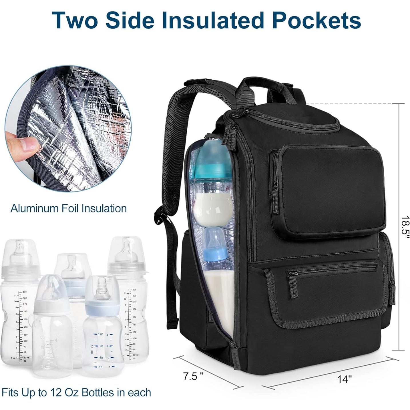 Mochila para Pañales Mancro Negra, Resistente al Agua, 20L