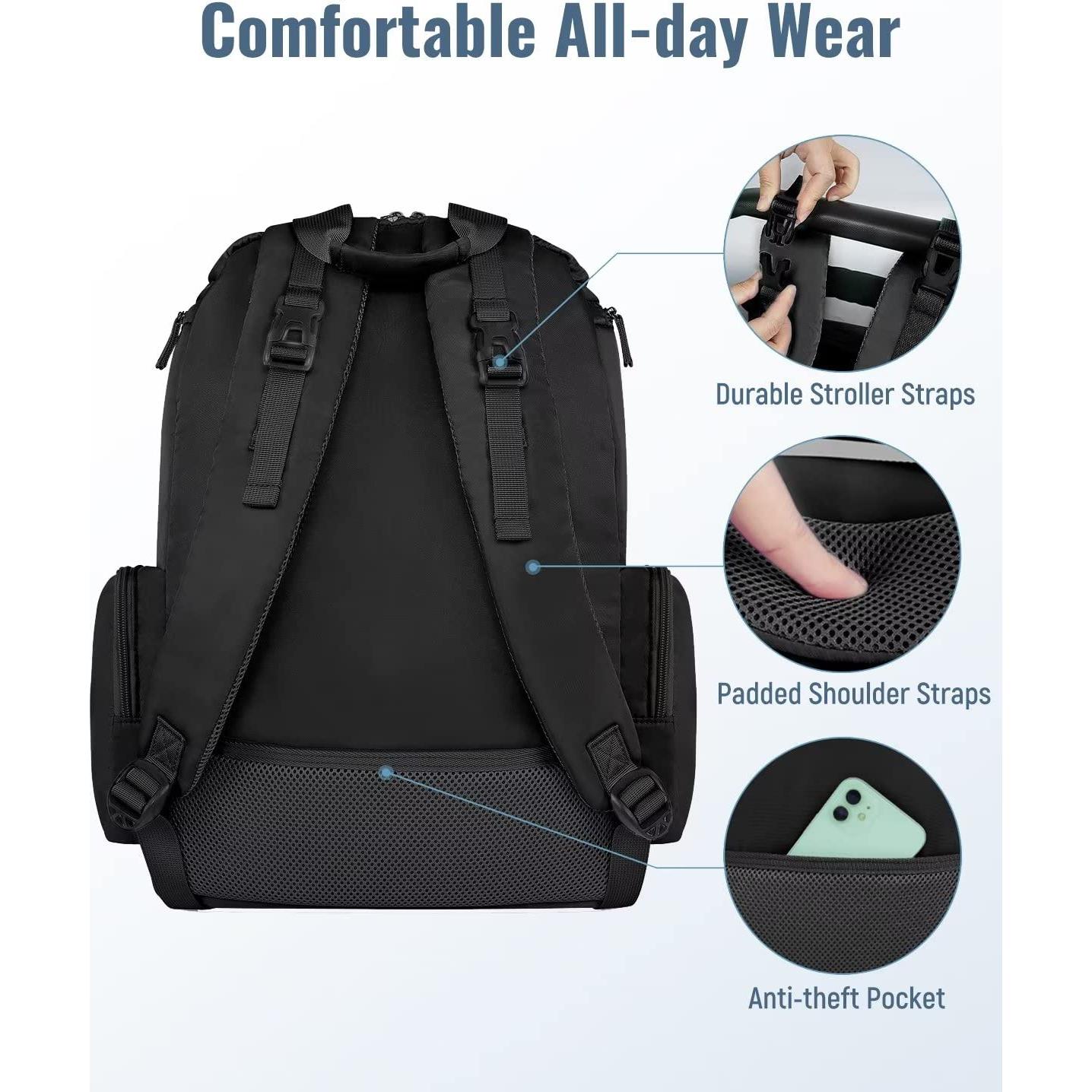 Mochila para Pañales Mancro Negra, Resistente al Agua, 20L