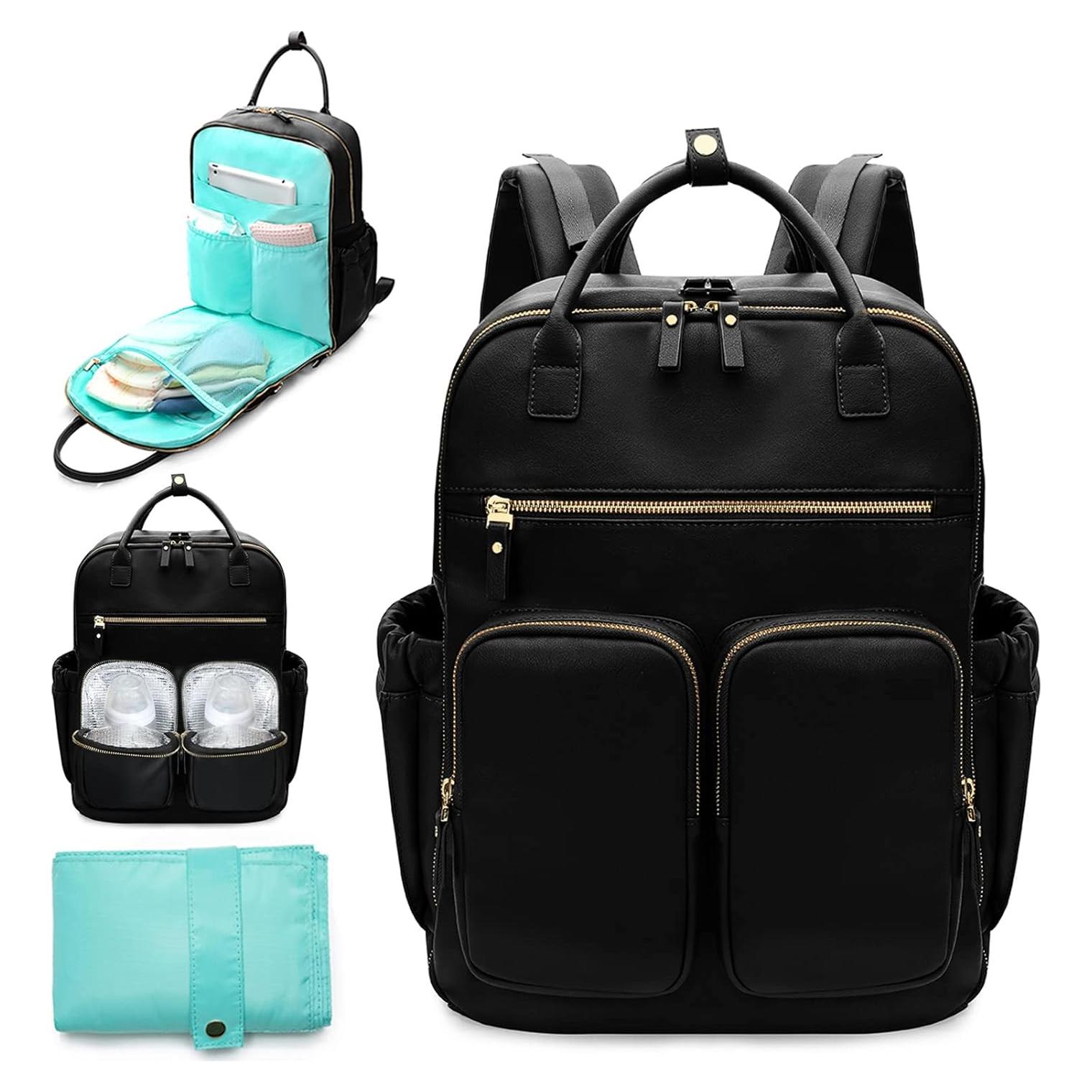 Mochila para Pañales MOMINSIDE de Cuero Sintético 18 Bolsillos