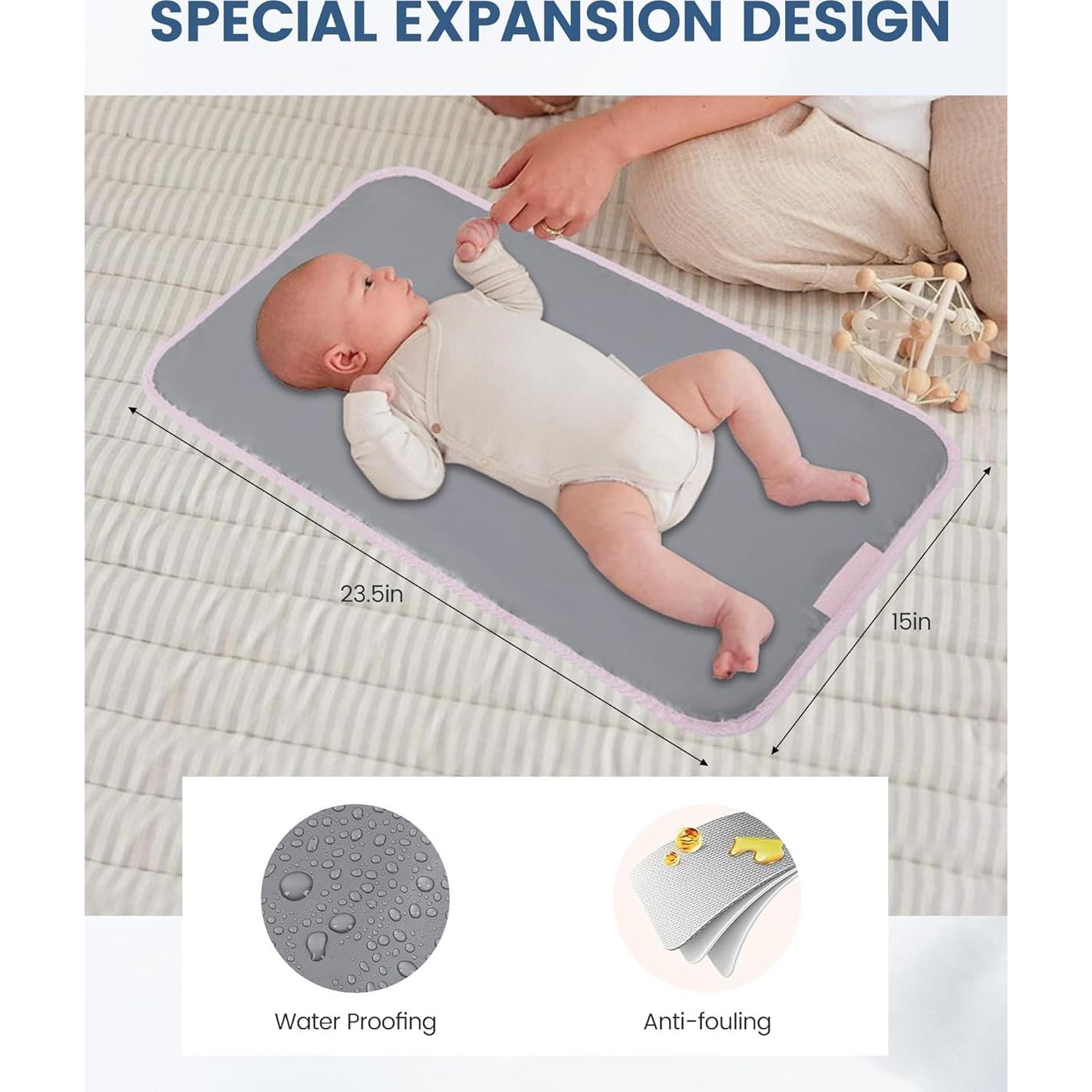 Bolsa de Pañales LOVEVOOK Rosa Impermeable 15.6" con Cambiador