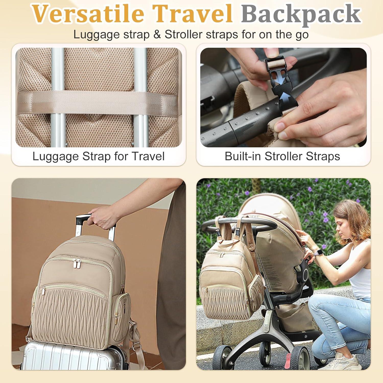 Mochila para Pañales Miss Fong Caqui - 16 Bolsillos, Impermeable