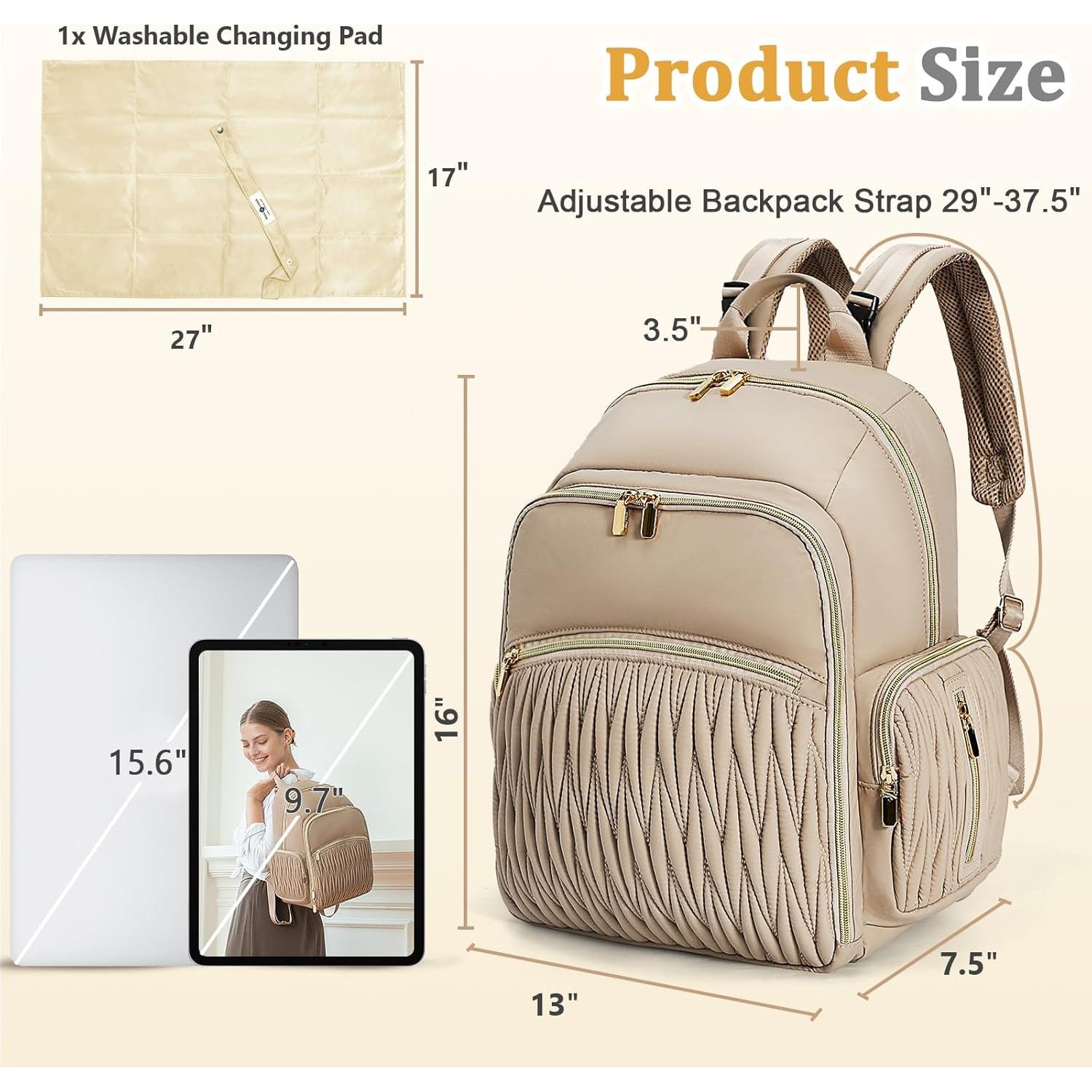 Mochila para Pañales Miss Fong Caqui - 16 Bolsillos, Impermeable