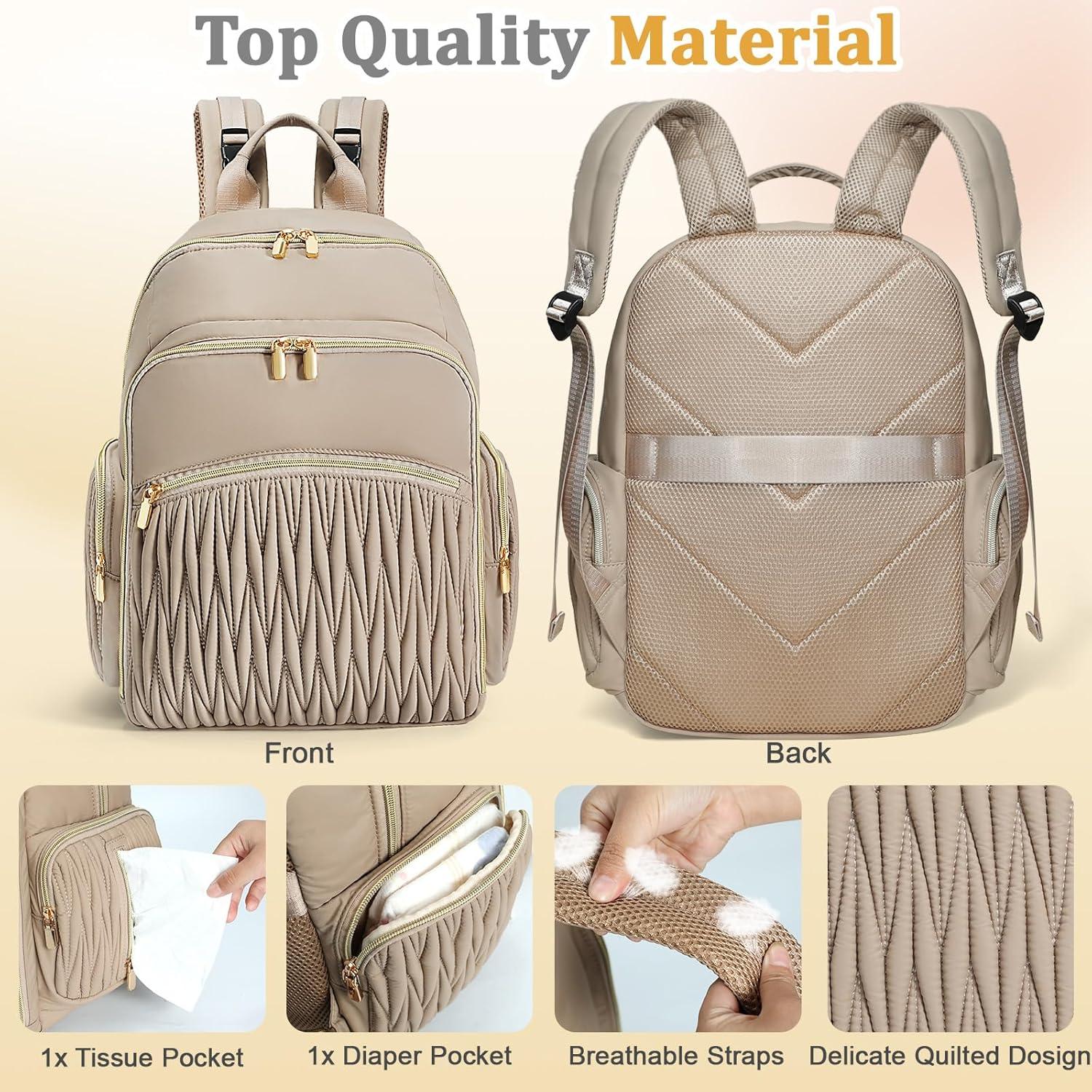 Mochila para Pañales Miss Fong Caqui - 16 Bolsillos, Impermeable